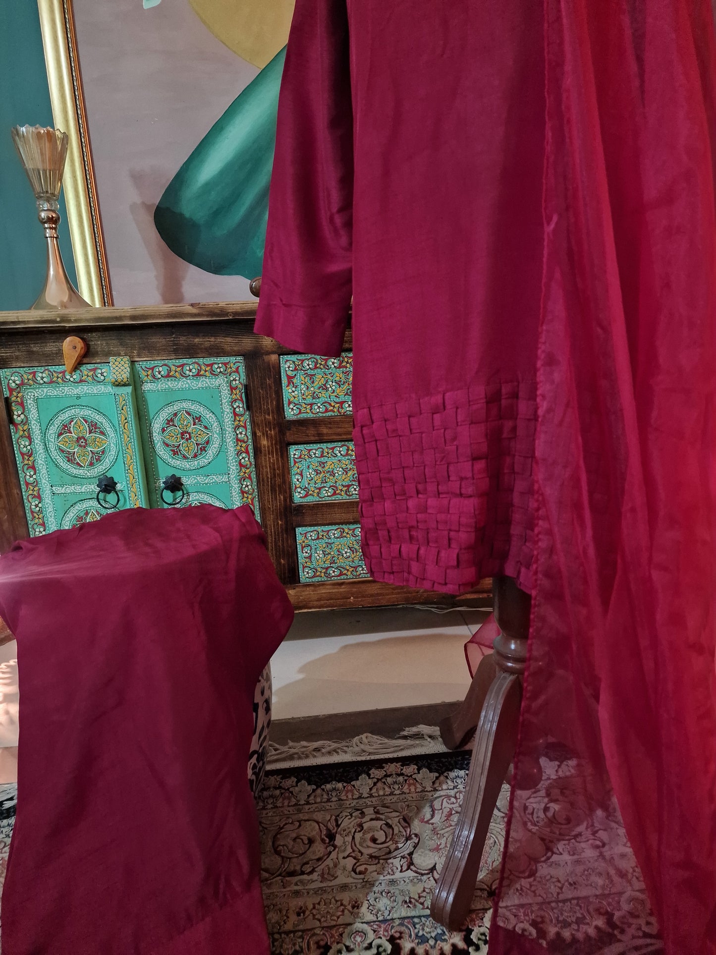 Pure Korean raw silk 3 piece suit