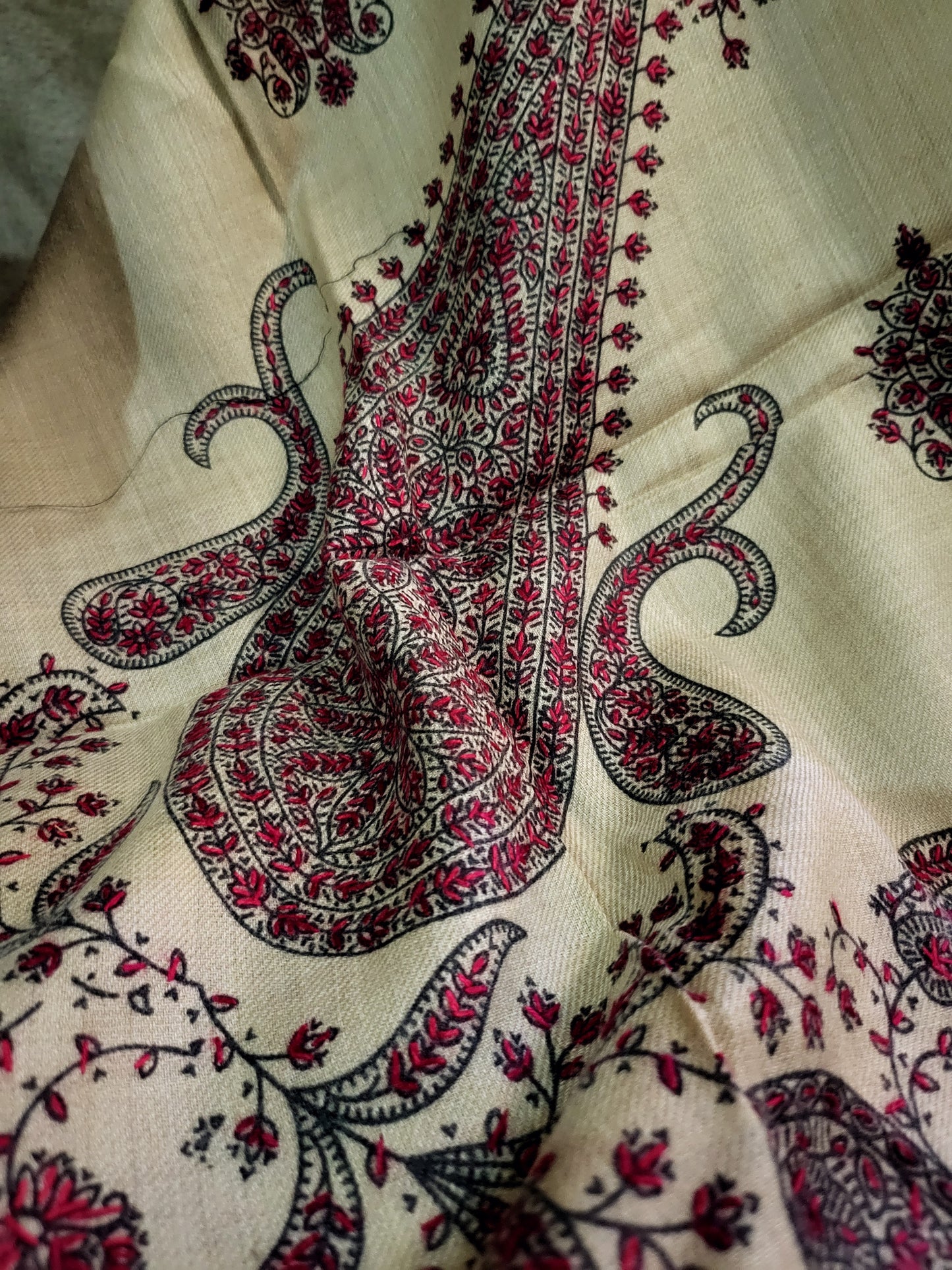 Hand embroidered: shawl