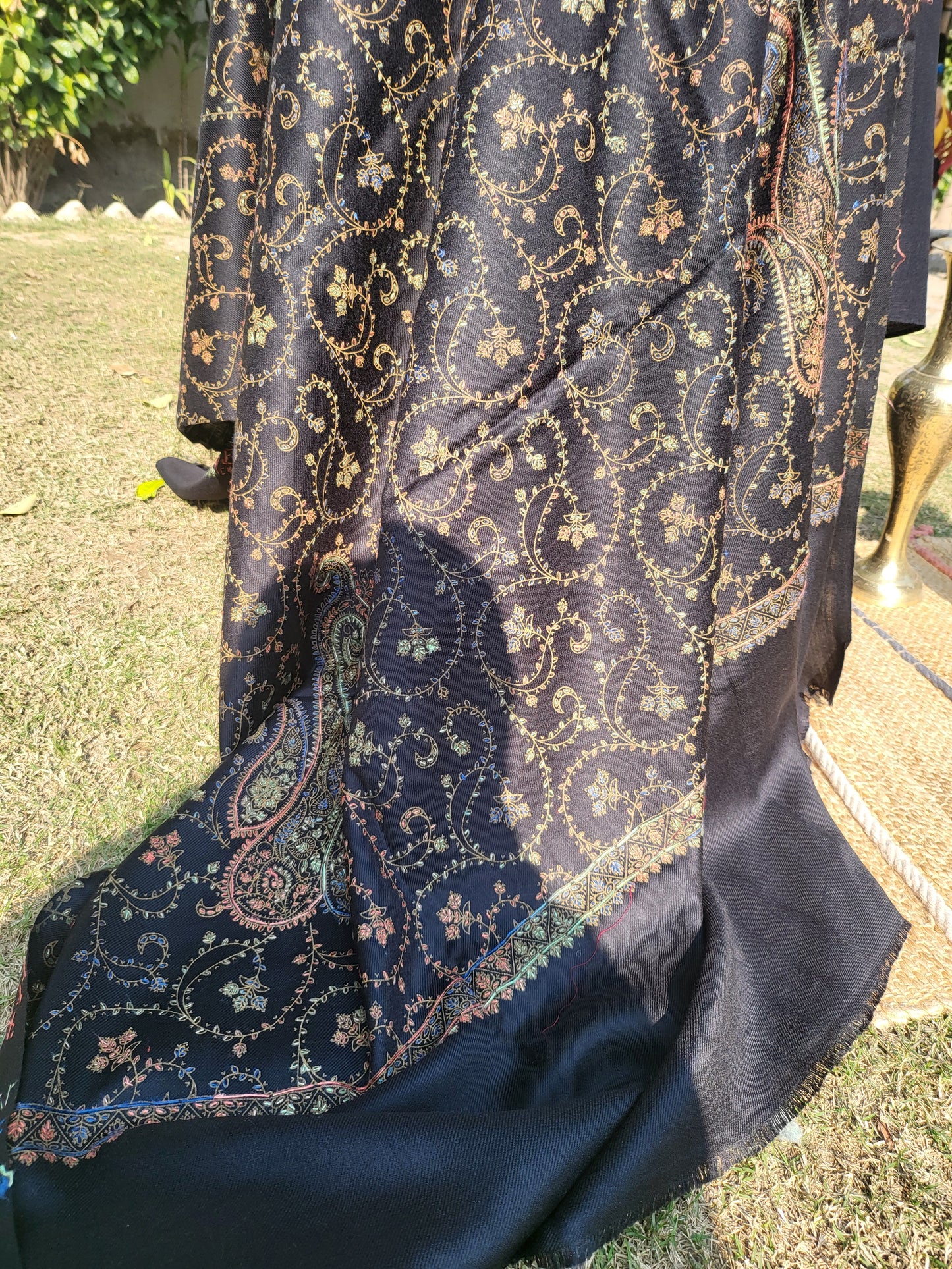 Hand embroidered: shawl