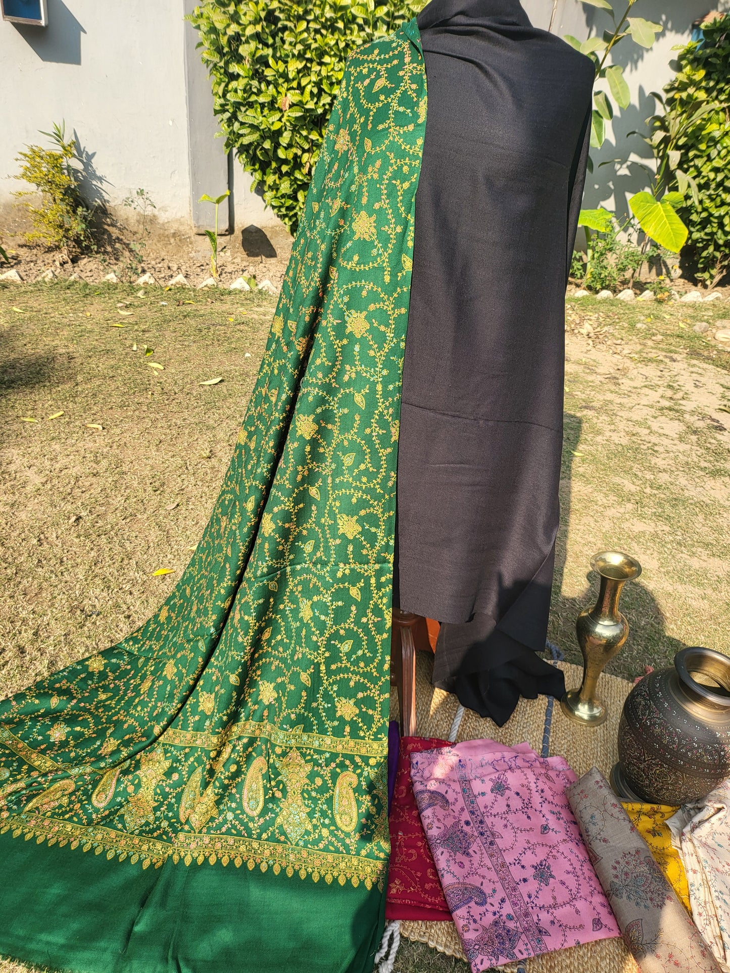 Hand embroidered: shawl