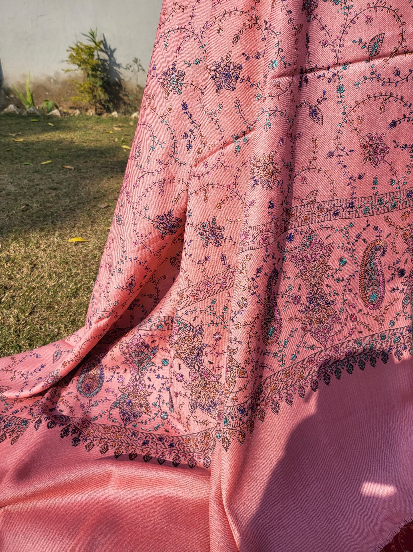 Hand embroidered: shawl