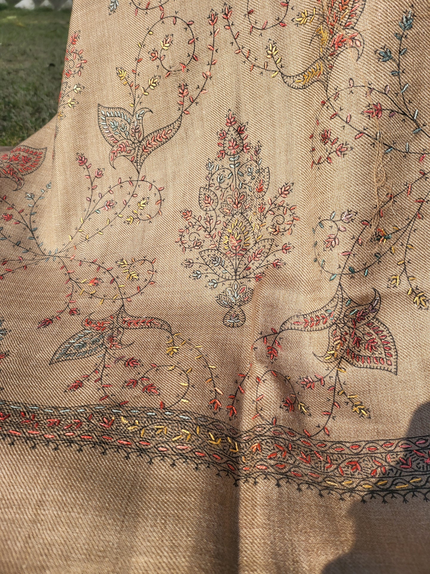 Hand embroidered: shawl