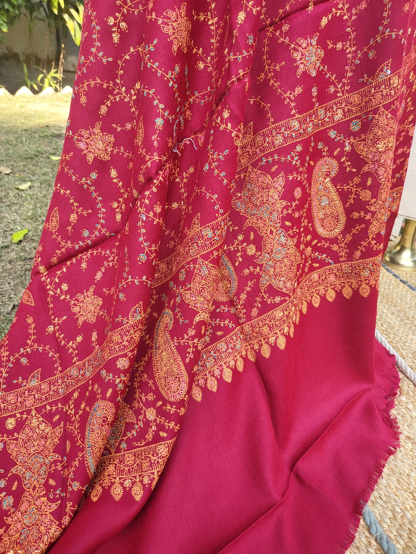 Hand embroidered: shawl