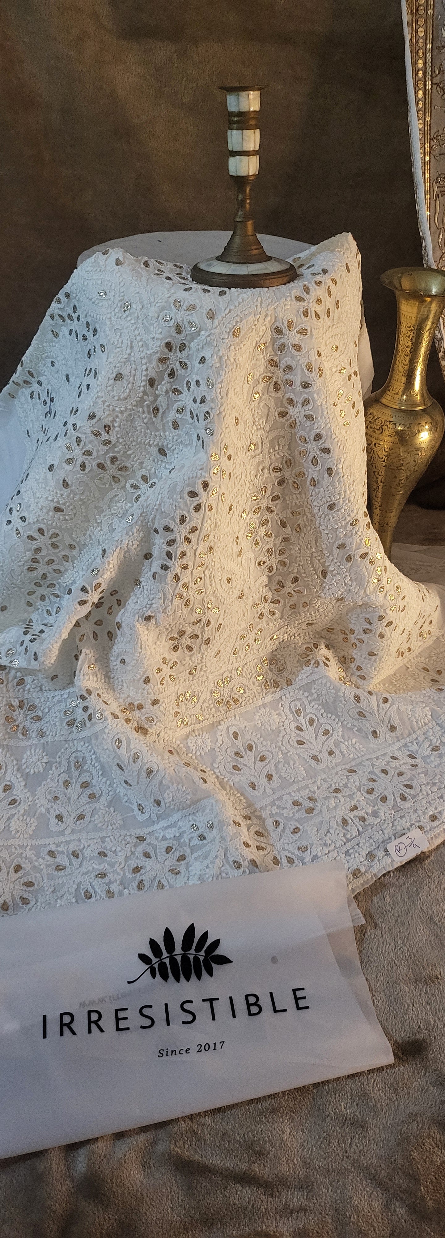 Chikankari with gota: lawn shirt