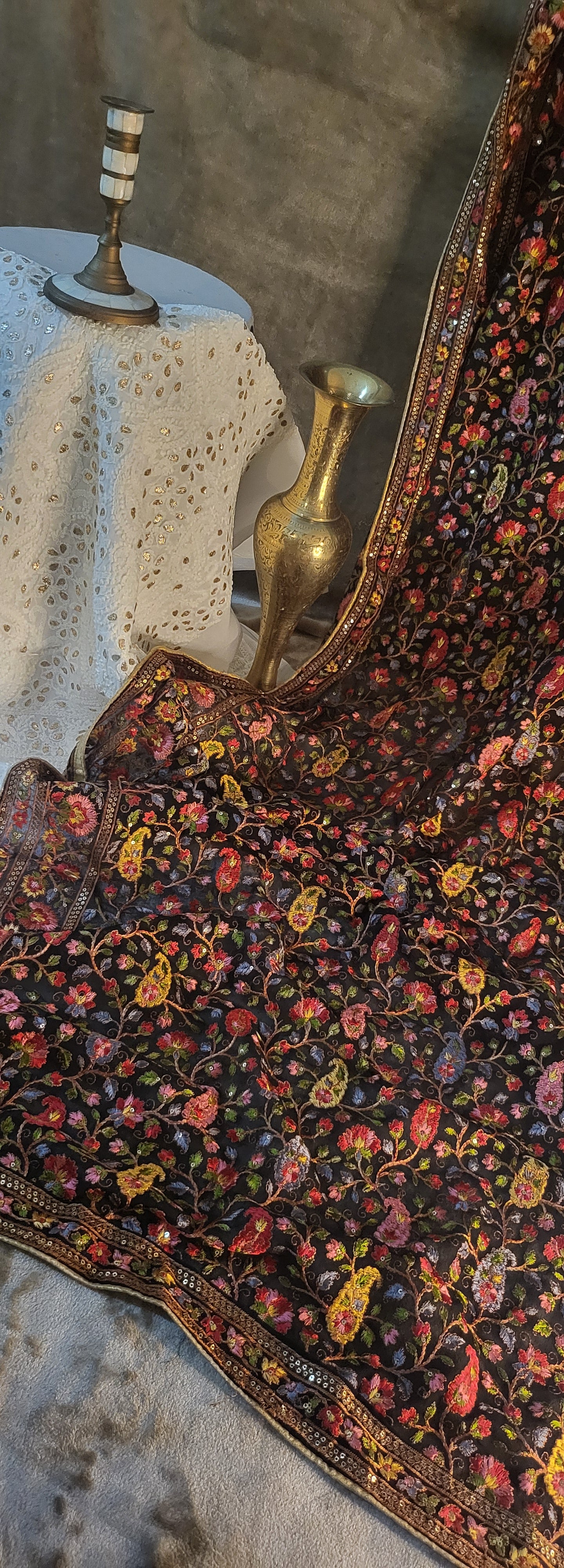 Pure Georget dupata : Embroidered