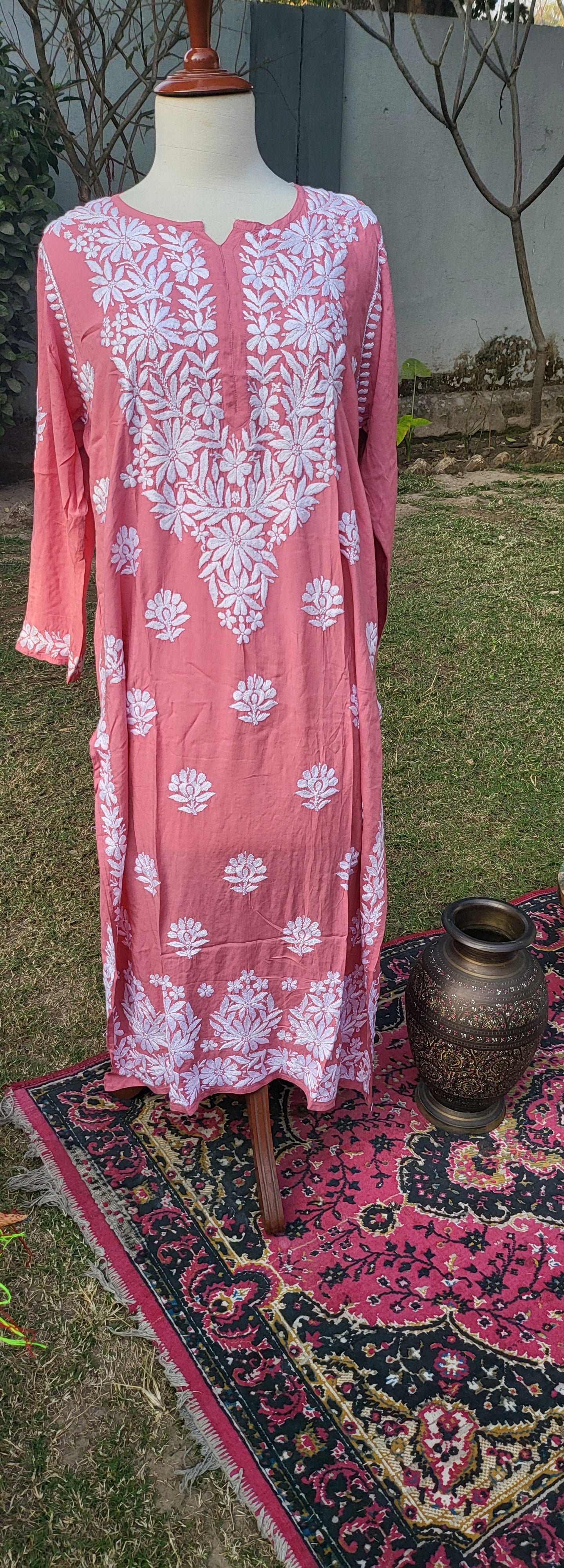 Chikankari shirt : Hand Embroidered