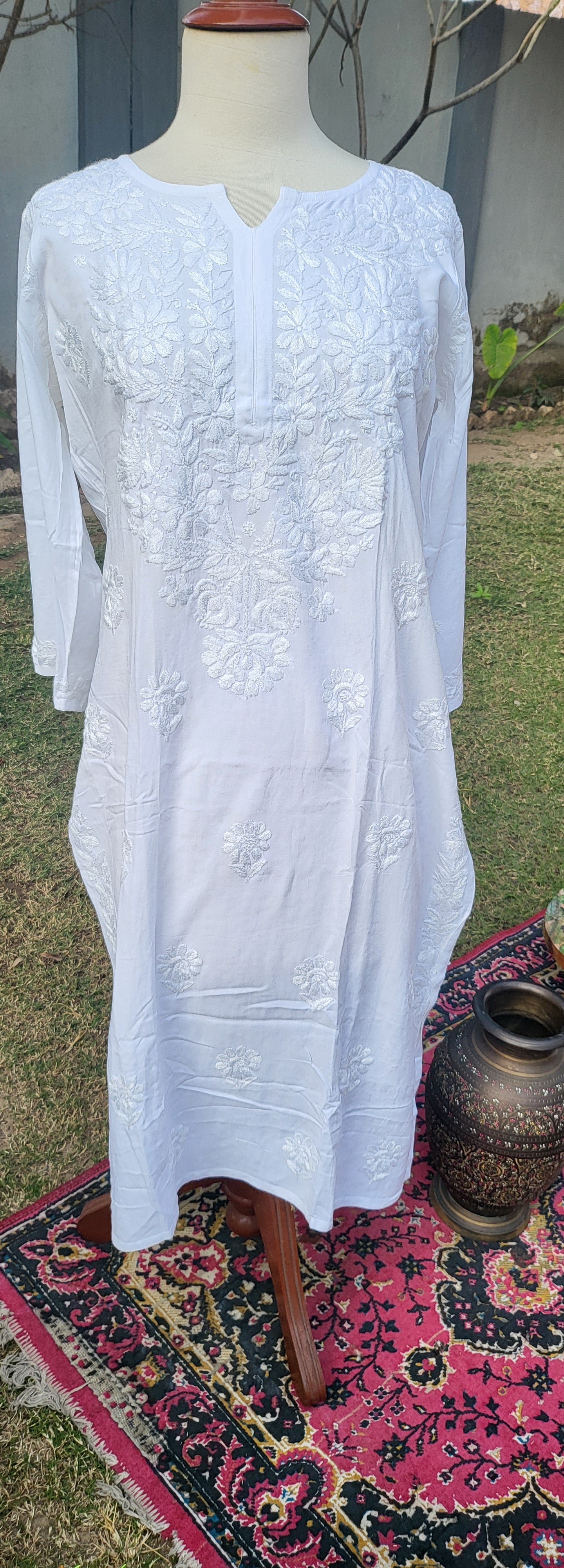 Chikankari shirt : Hand Embroidered