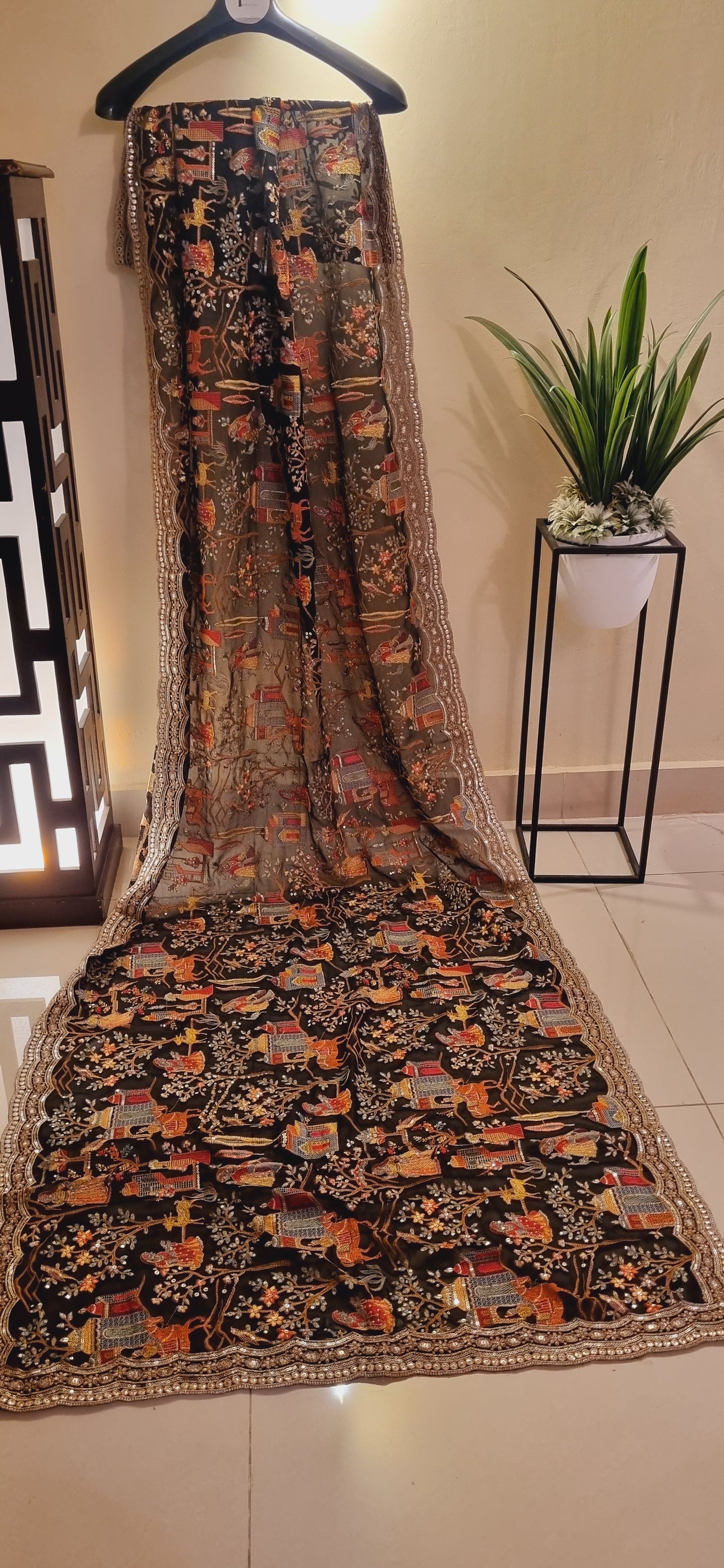 Shikargah kalamkar georgete dupata