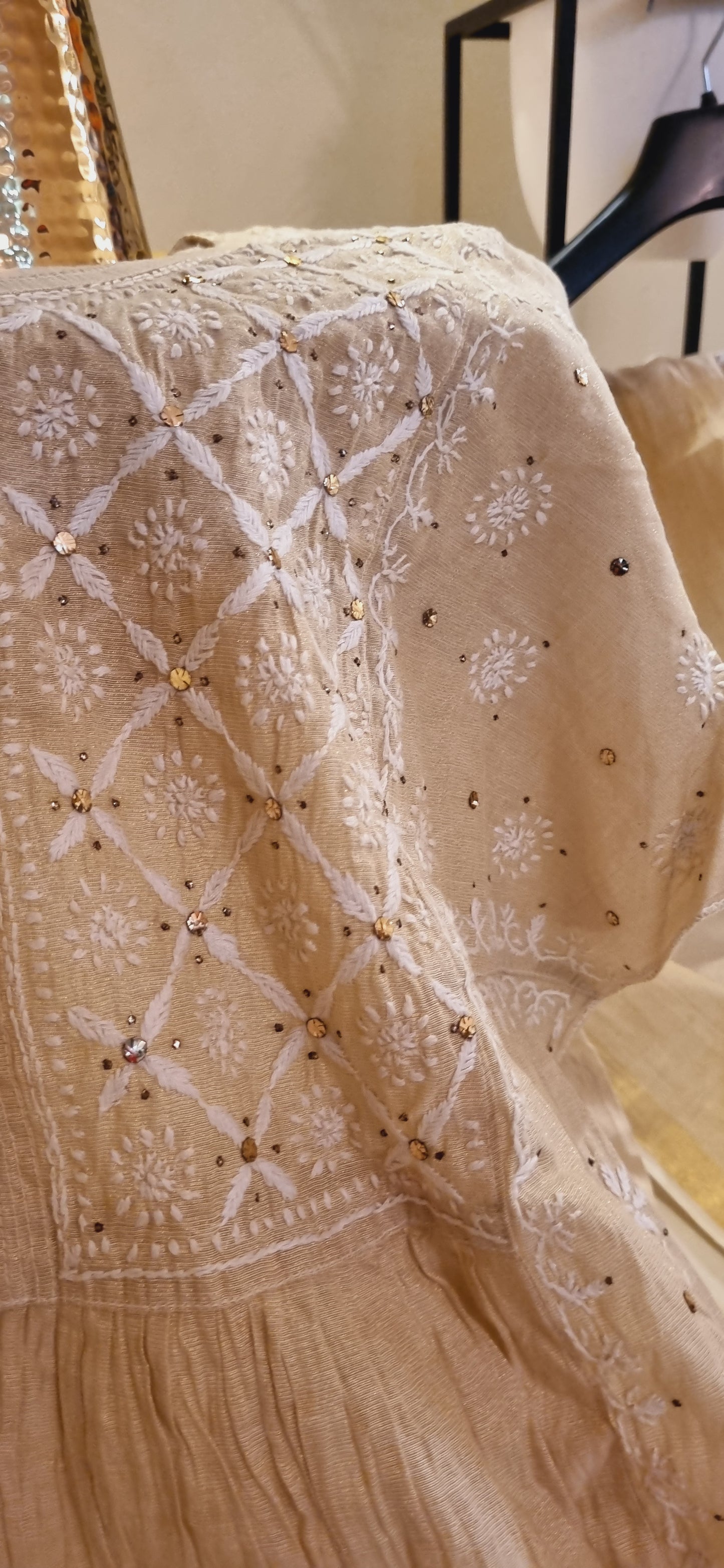 Chanderi silk chikankari