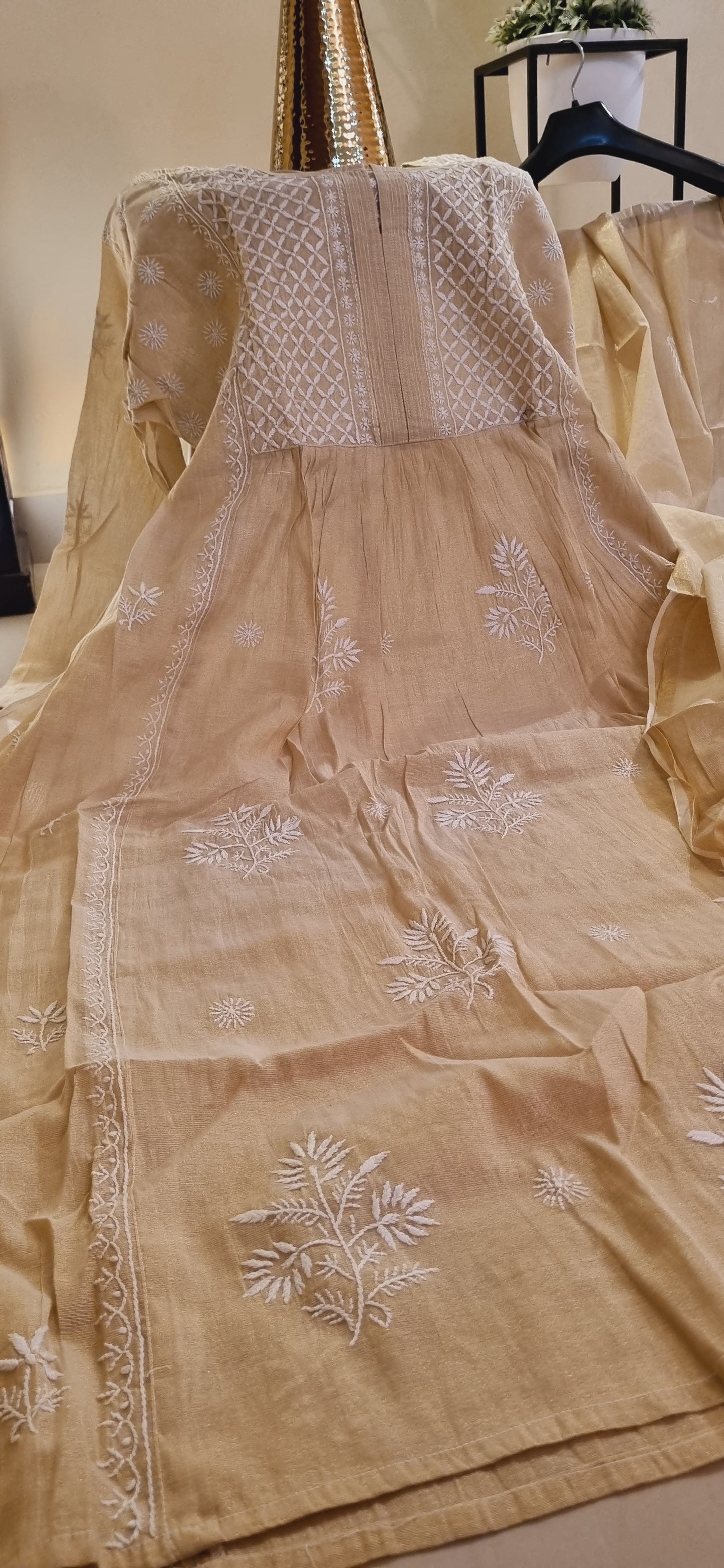 Chanderi silk chikankari