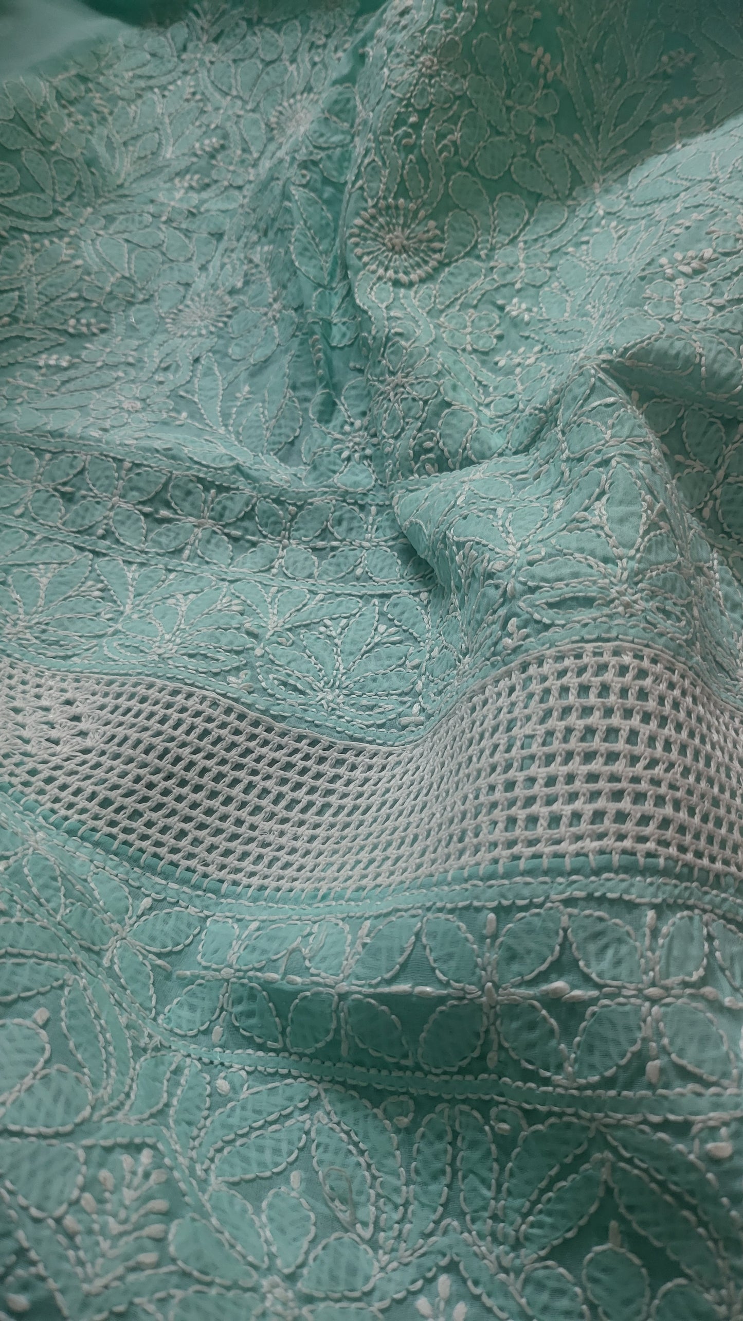 Chikankari shirt : lace insert