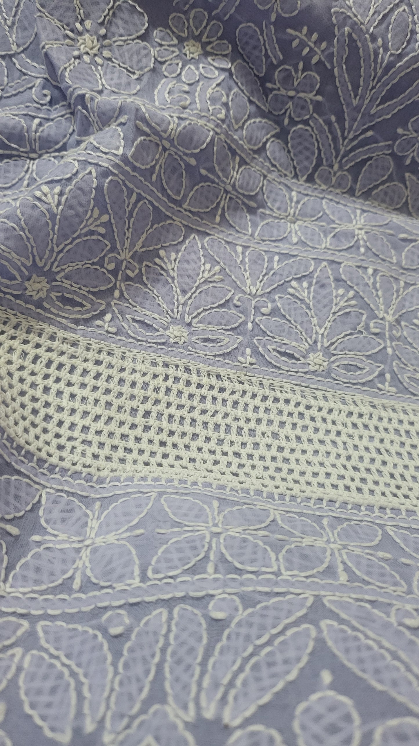 Chikankari shirt : lace insert