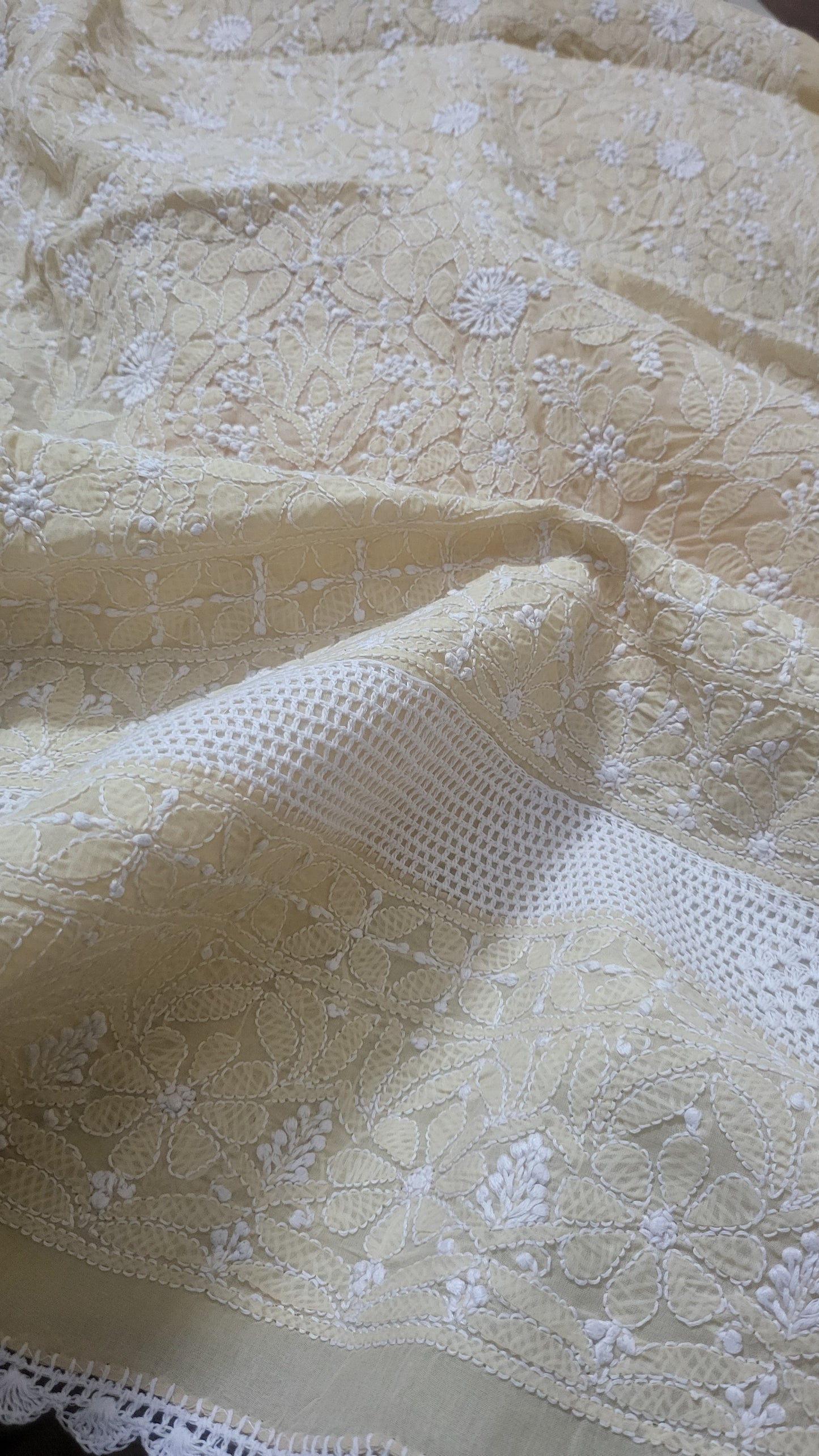 Chikankari shirt : lace insert