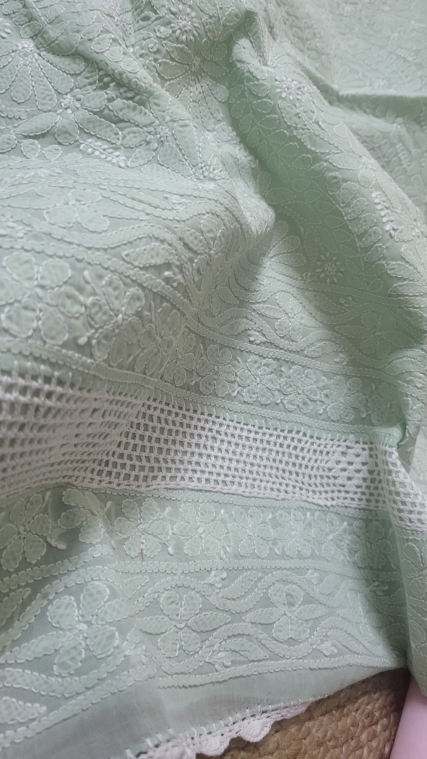 Chikankari shirt : lace insert