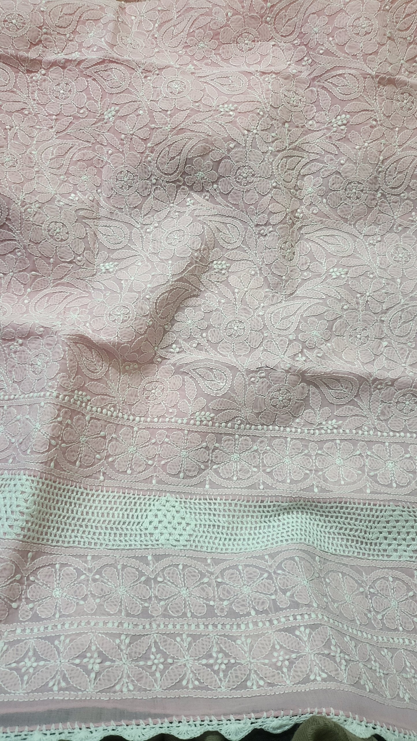 Chikankari shirt : lace insert