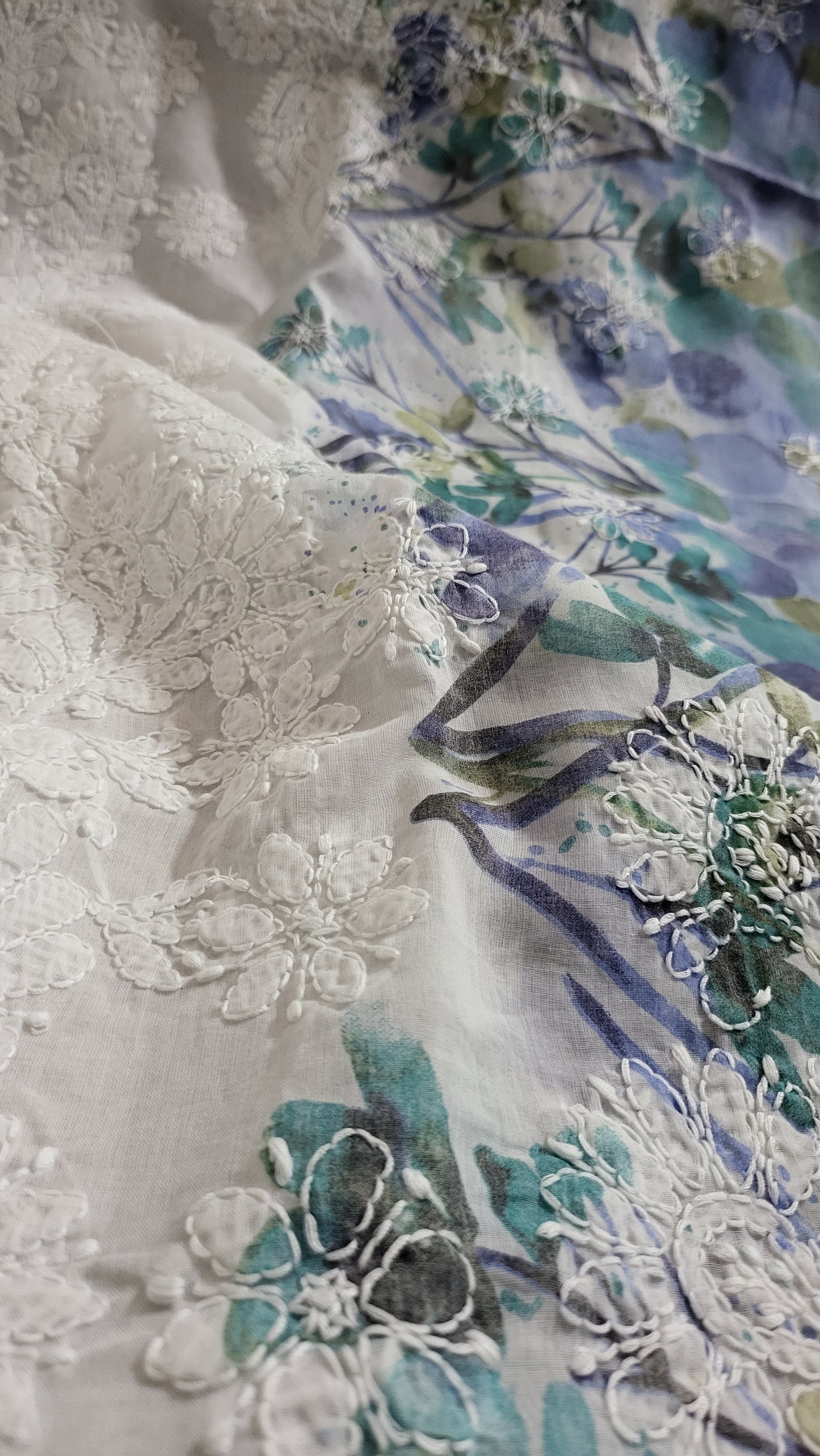 Chikankari shirt : print with embroidery