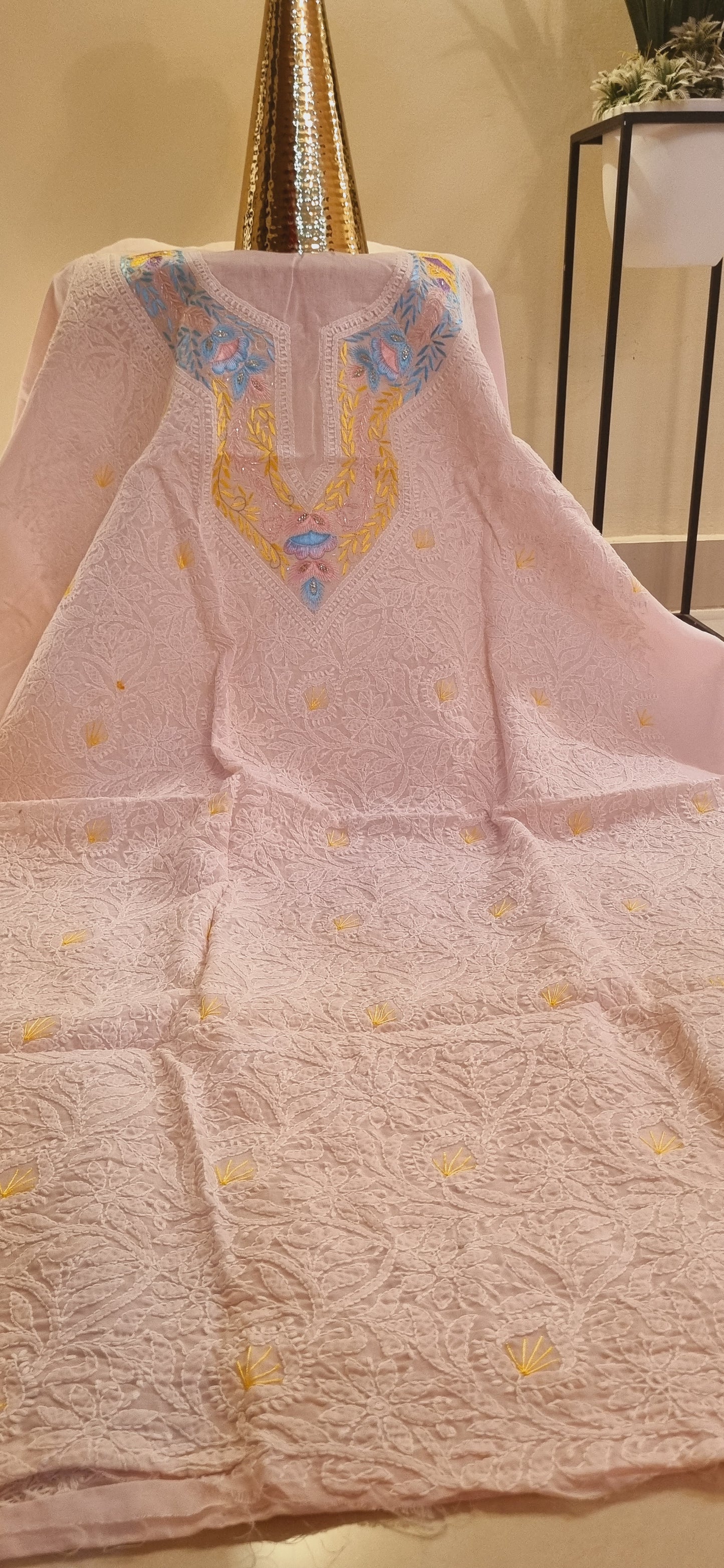 Parsi gara hand embroidered chikankari shirt