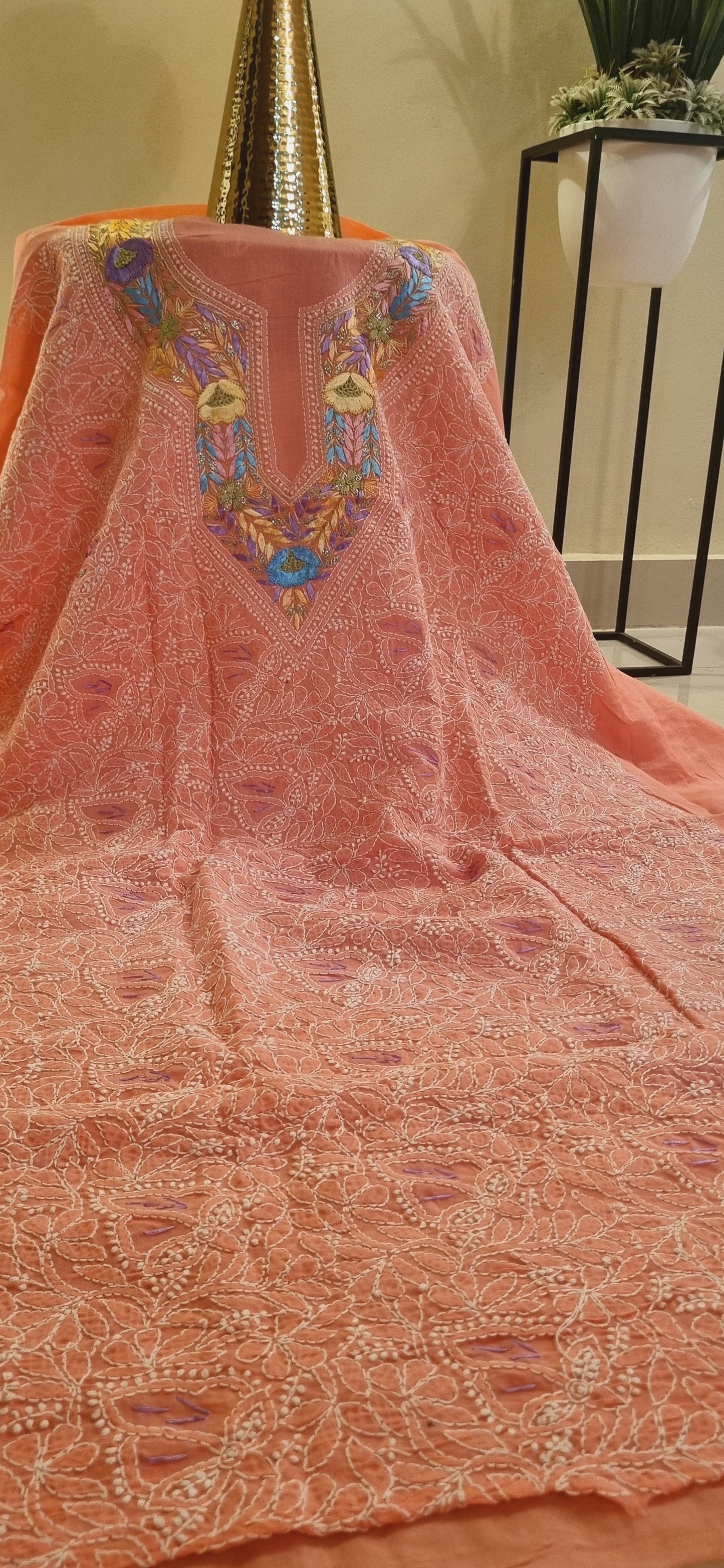 Parsi gara hand embroidered chikankari
