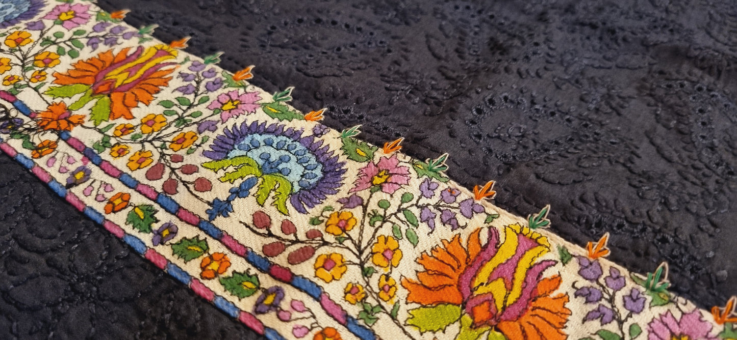 Chikankari shirt with kalamkar border
