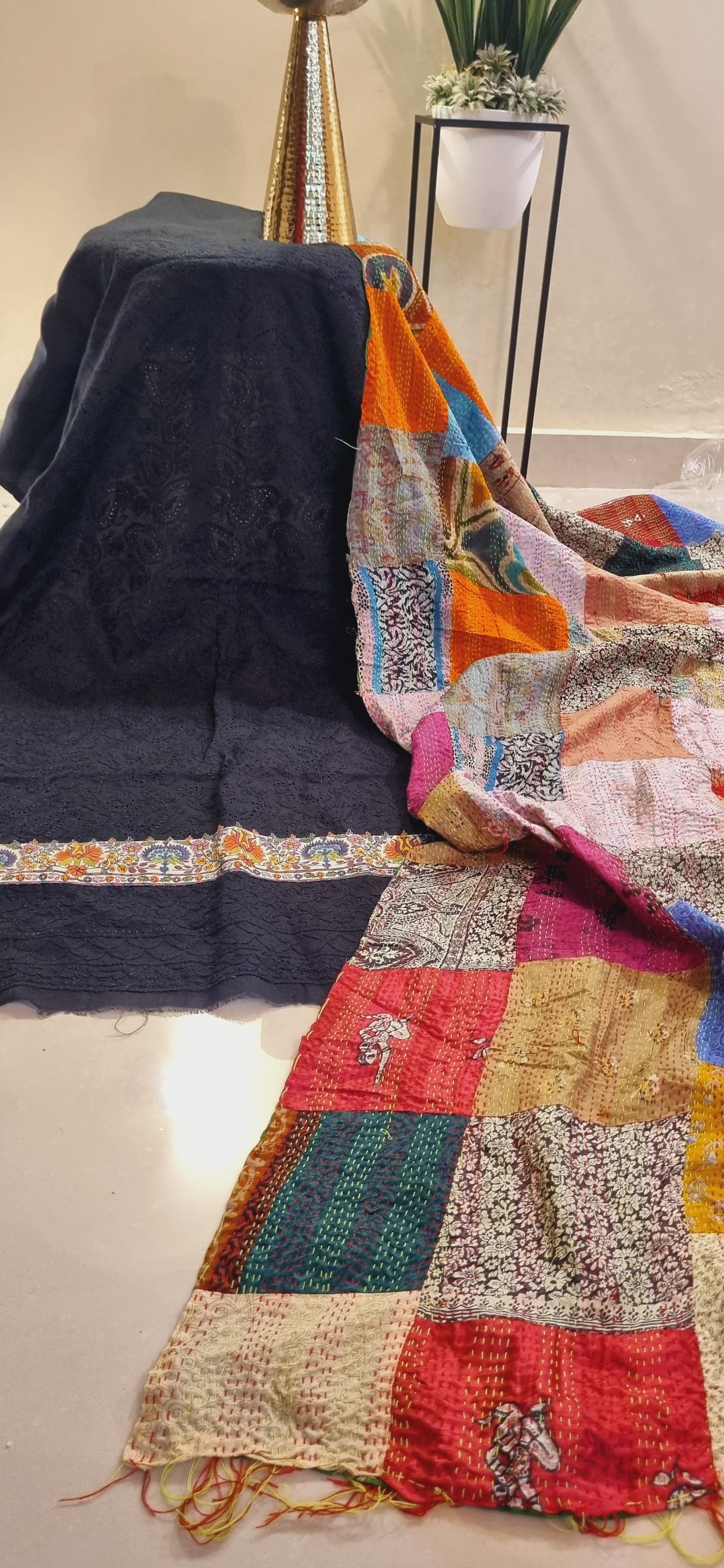 Chikankari shirt kantha dupata