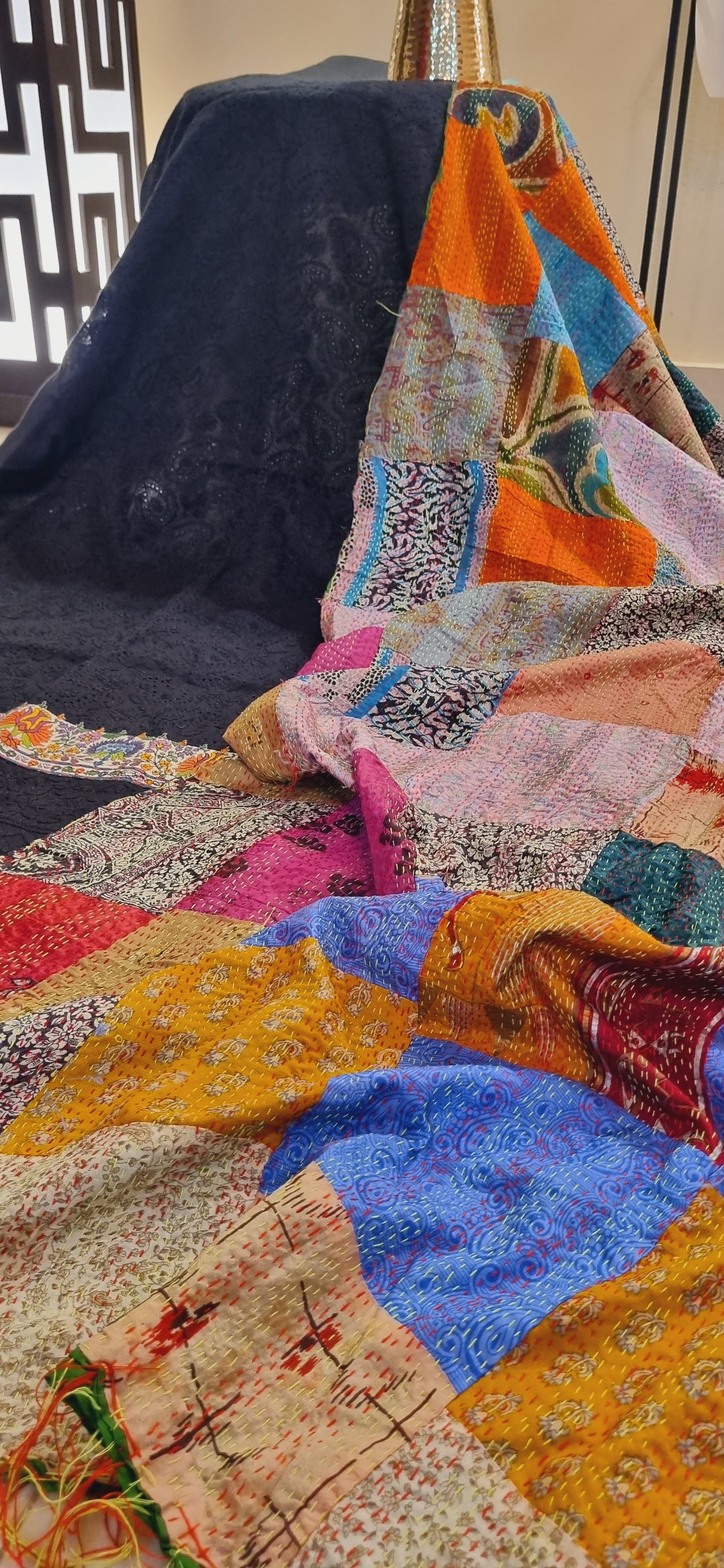 Chikankari shirt kantha dupata