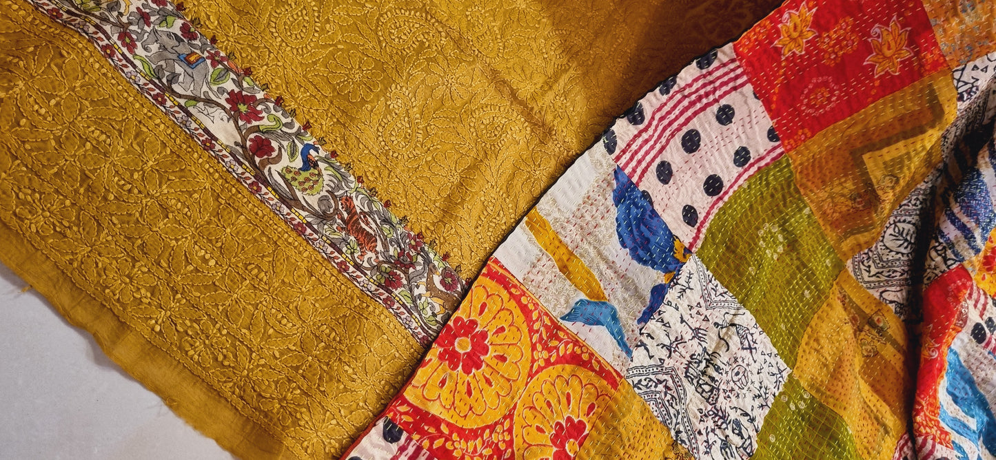 Chikankari shirt kantha dupata