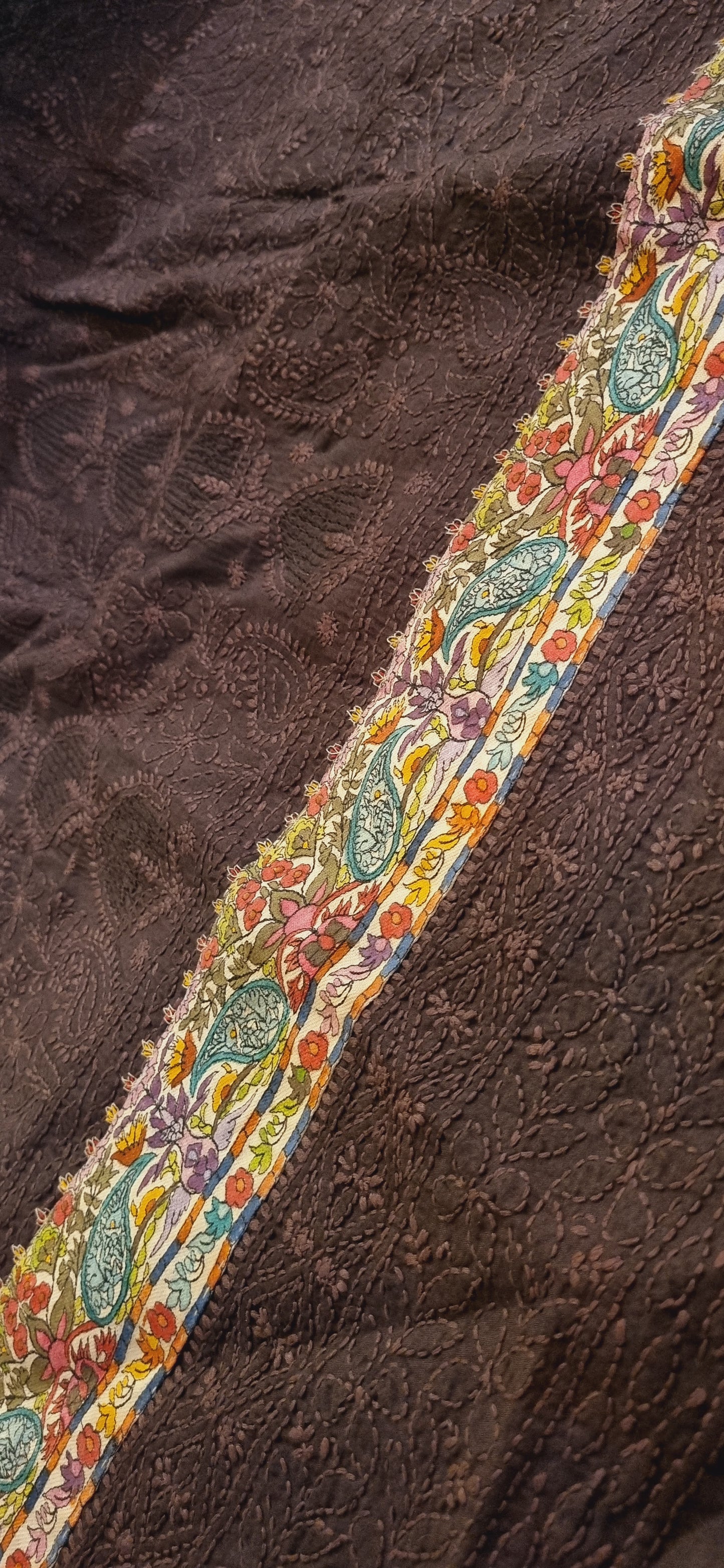 Chikankari shirt with kalamkar border