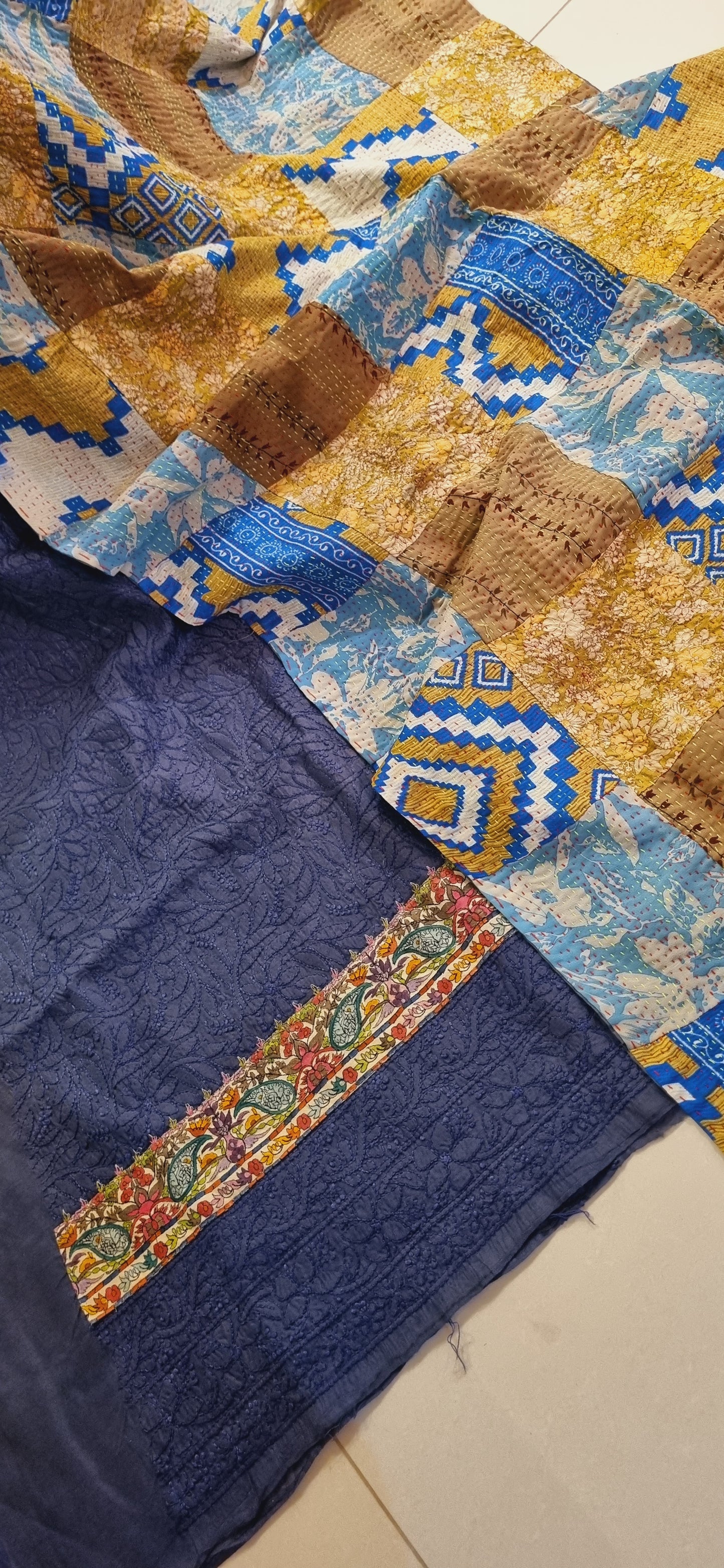 Chikankari shirt kantha dupata