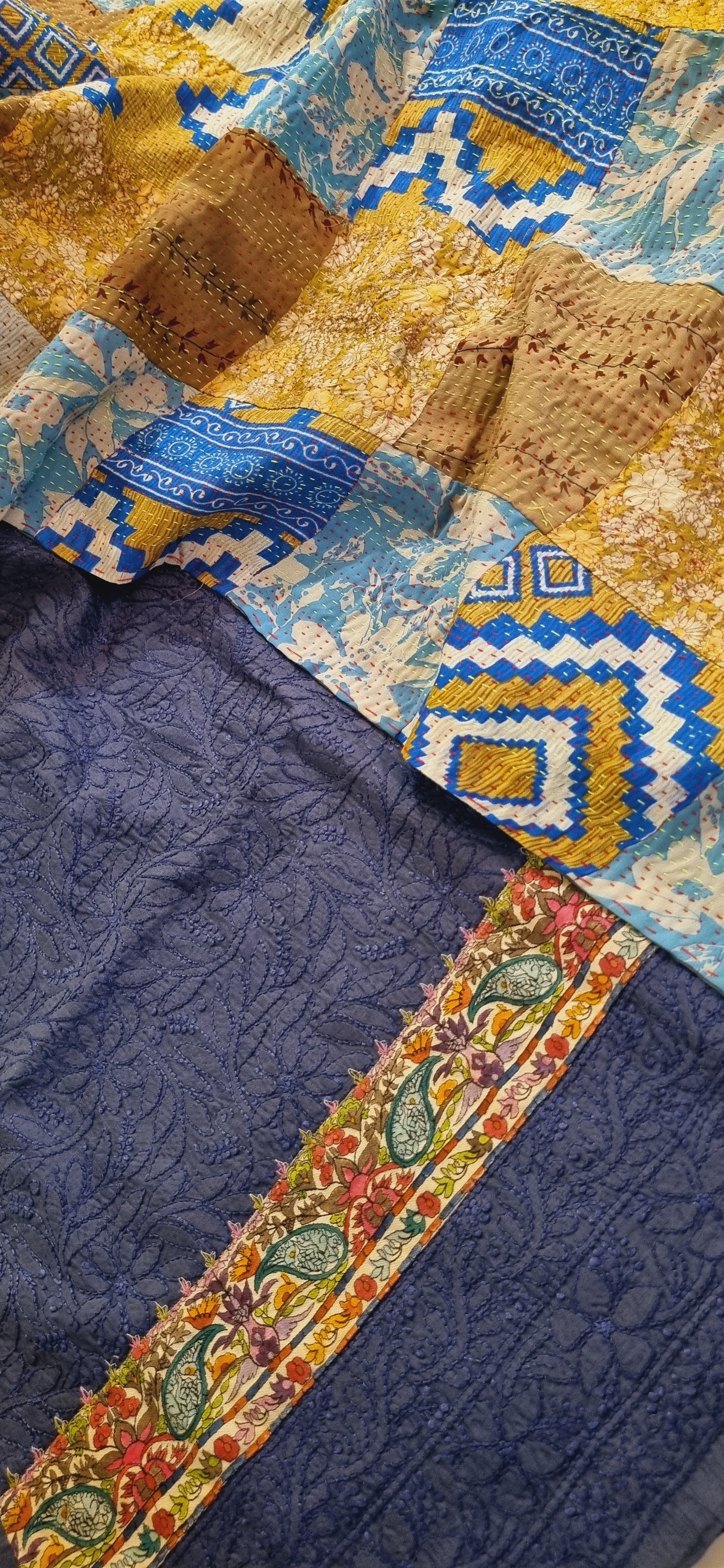Chikankari shirt kantha dupata