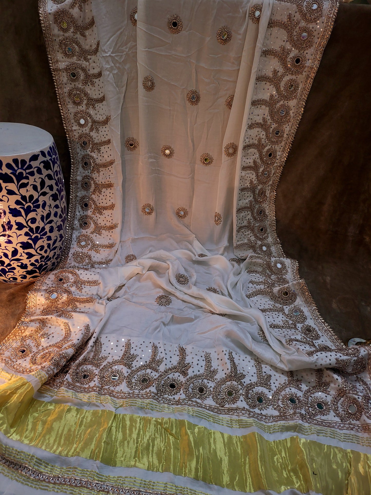 Silk dupata: gota work