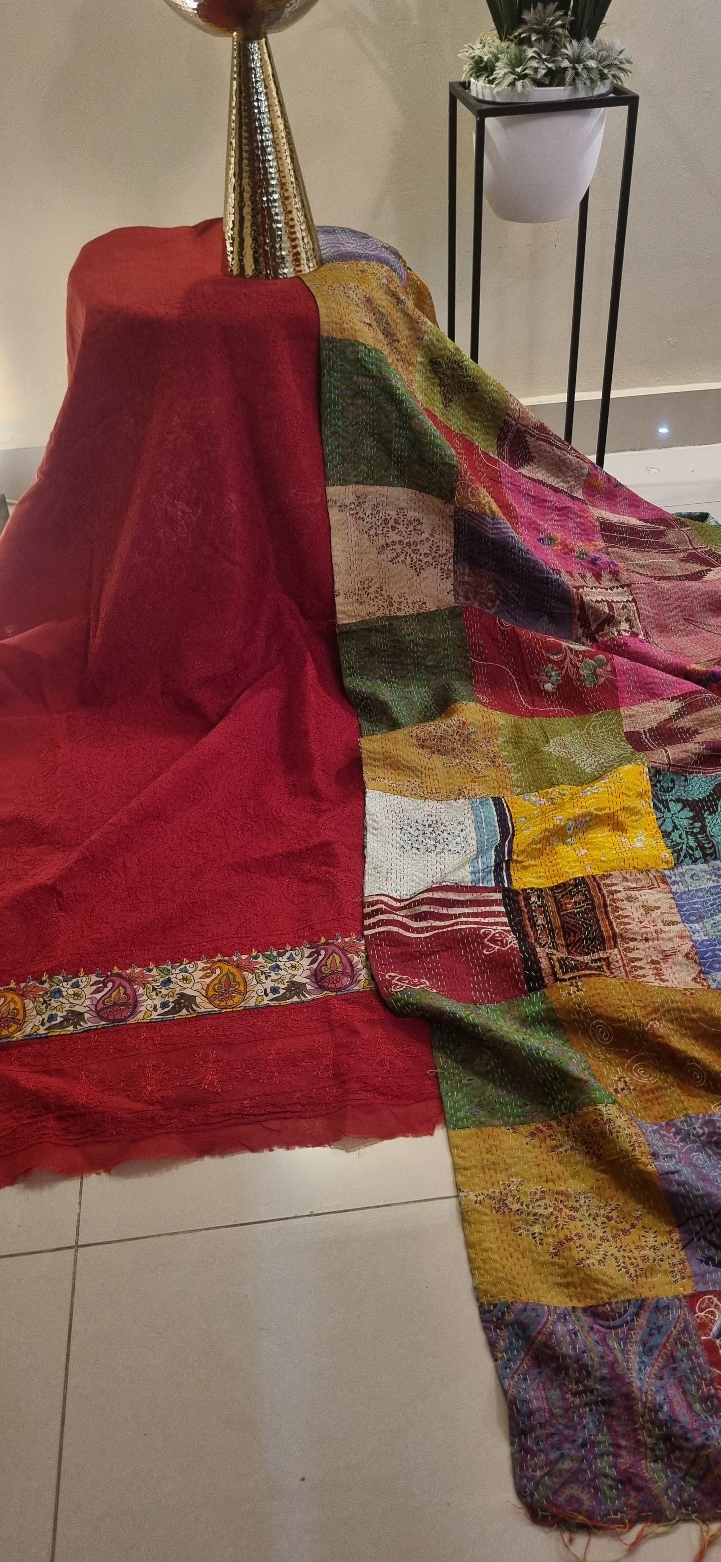 Chikankari shirt kantha dupata