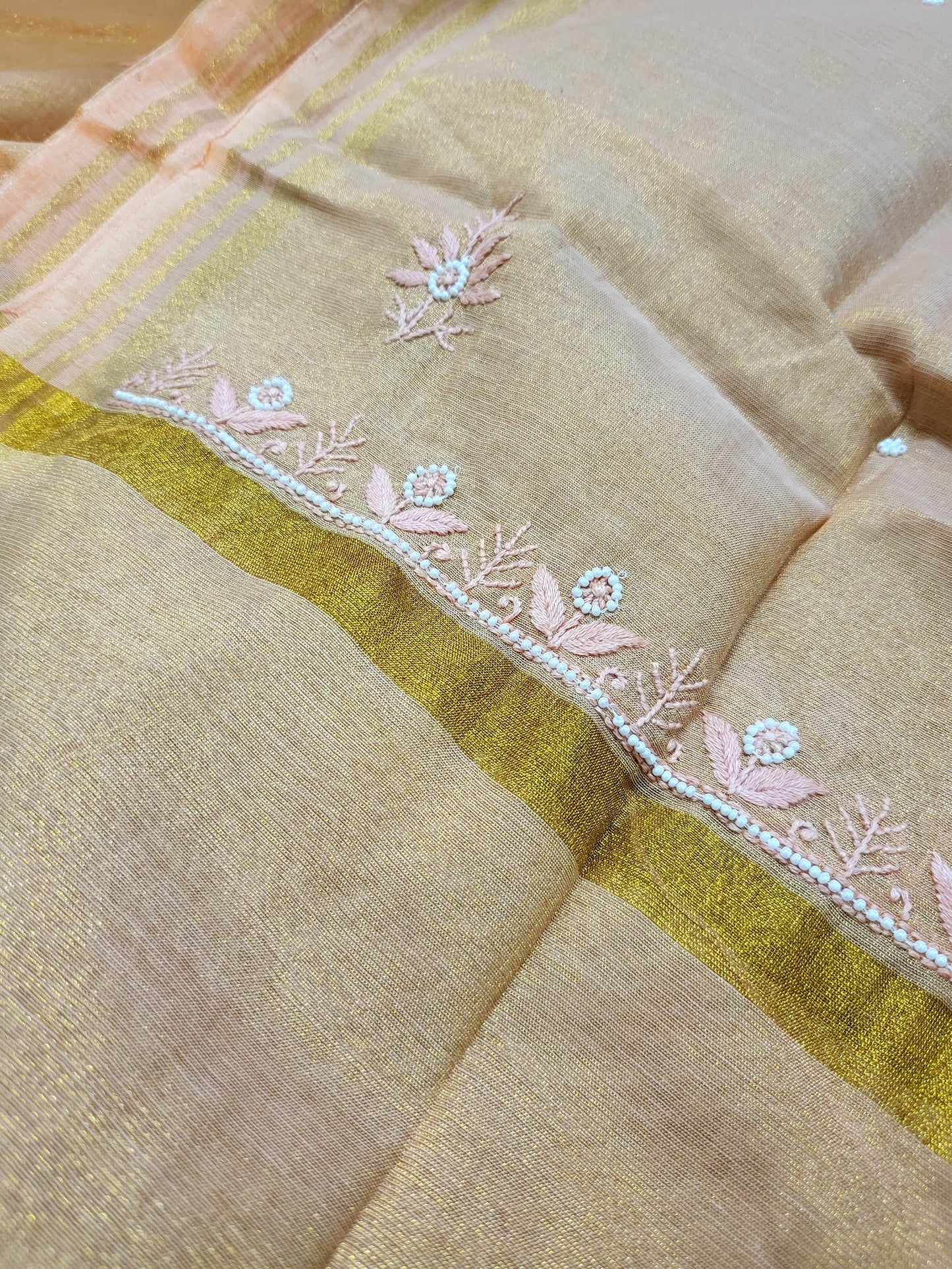 Chanderi set : Hand Embroidered