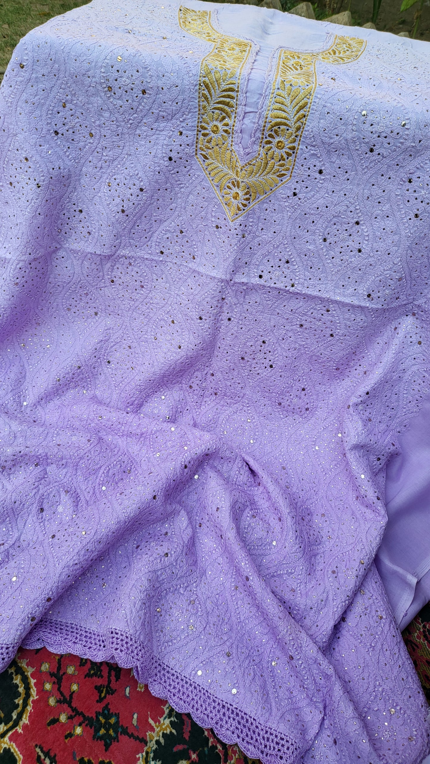 Chikankari shirt : mukaish work