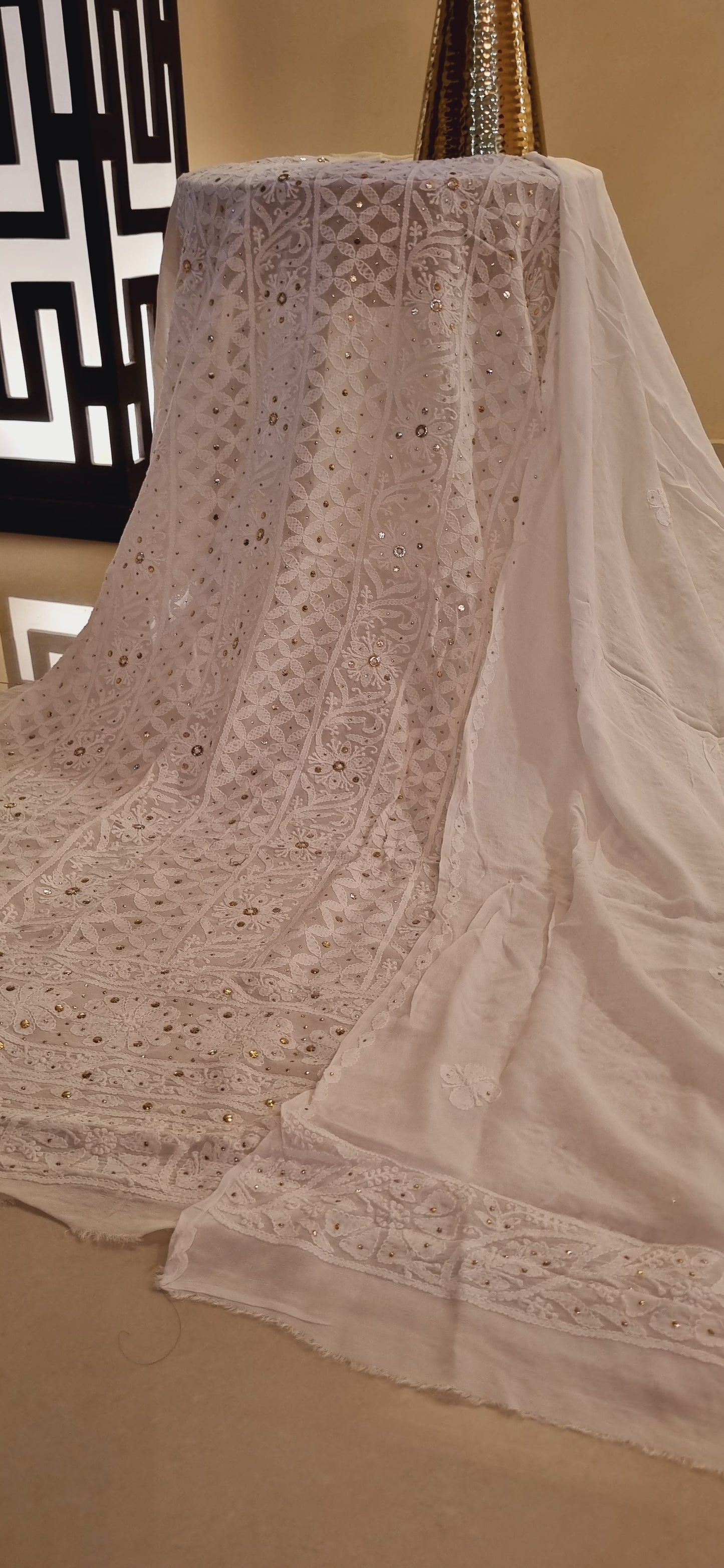 Chikankari kamdani Chiffon suit