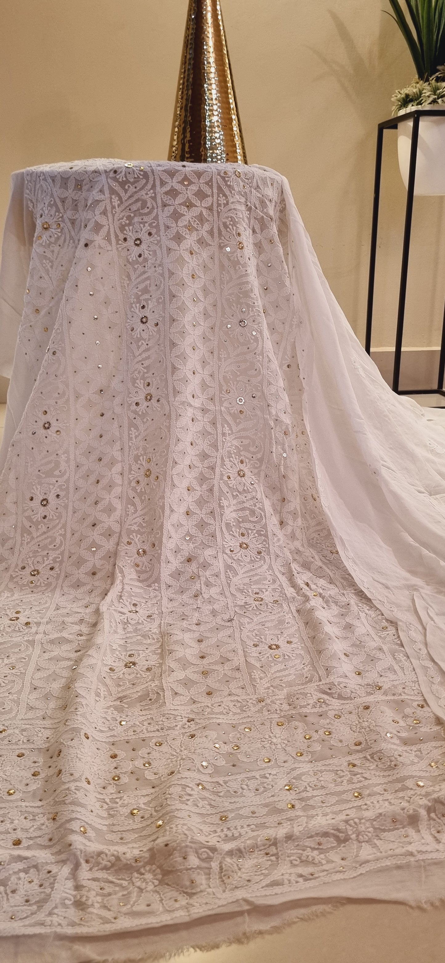 Chikankari kamdani Chiffon suit