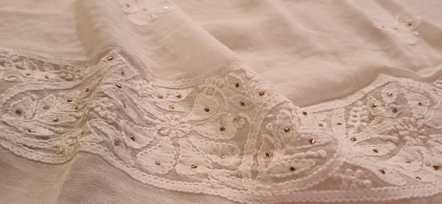 Chikankari kamdani Chiffon suit