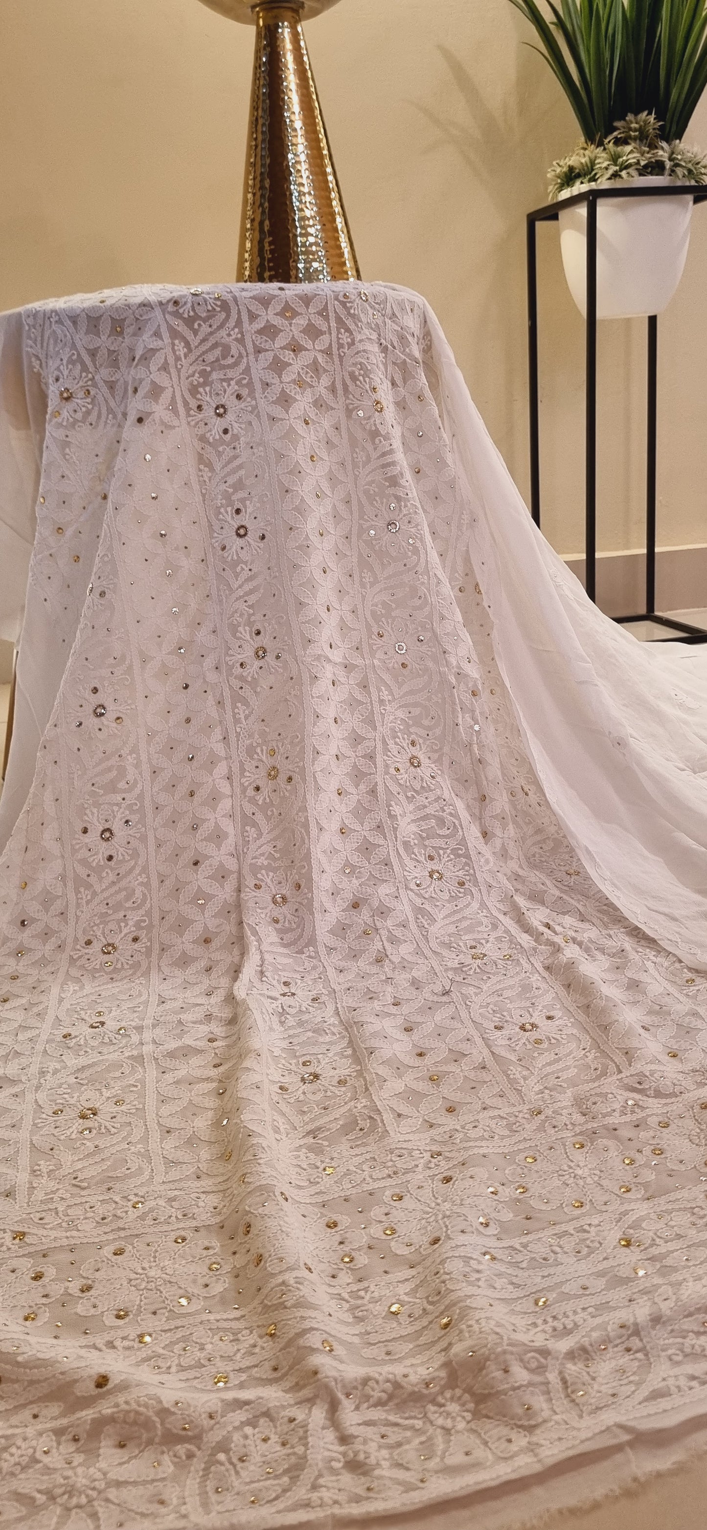 Chikankari kamdani Chiffon suit