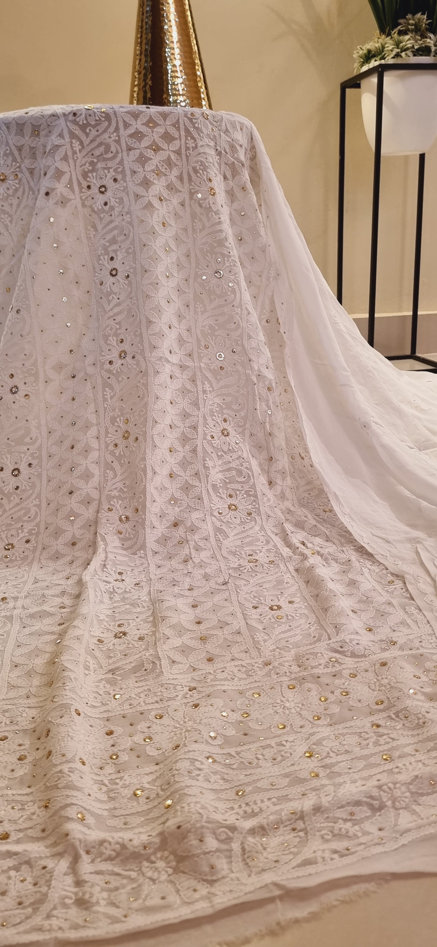 Chikankari kamdani Chiffon suit