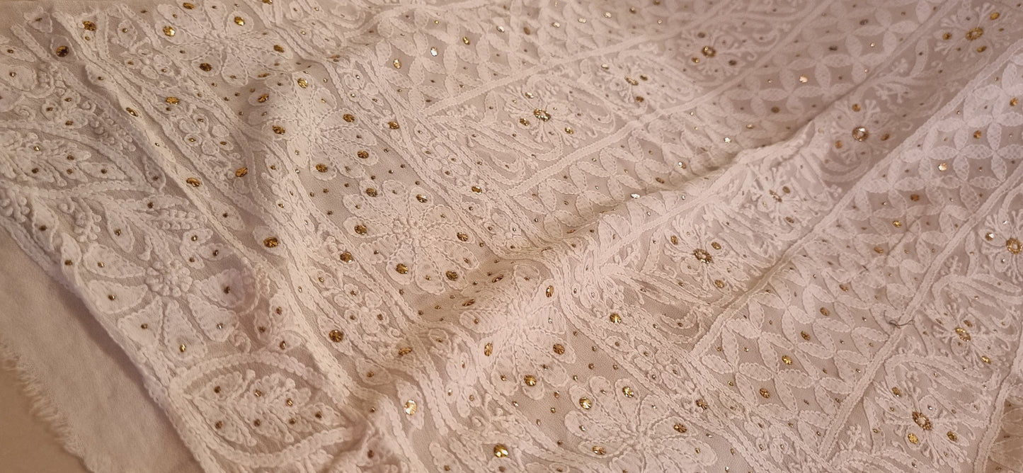 Chikankari kamdani Chiffon suit
