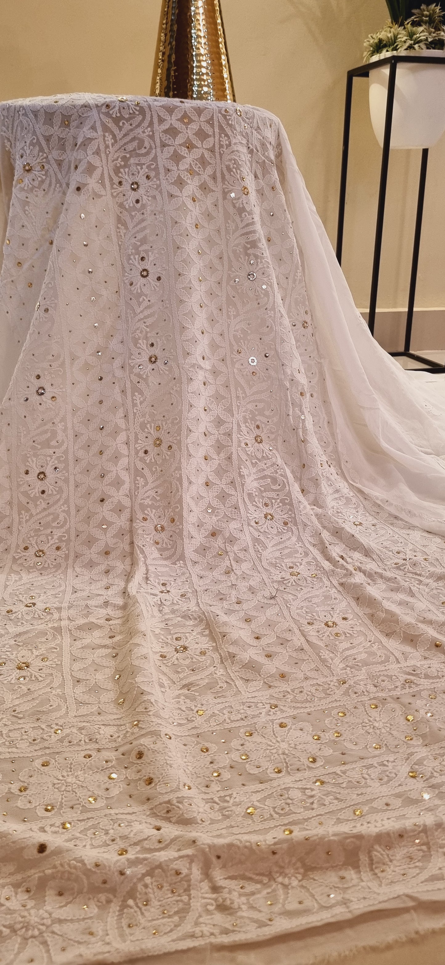 Chikankari kamdani Chiffon suit