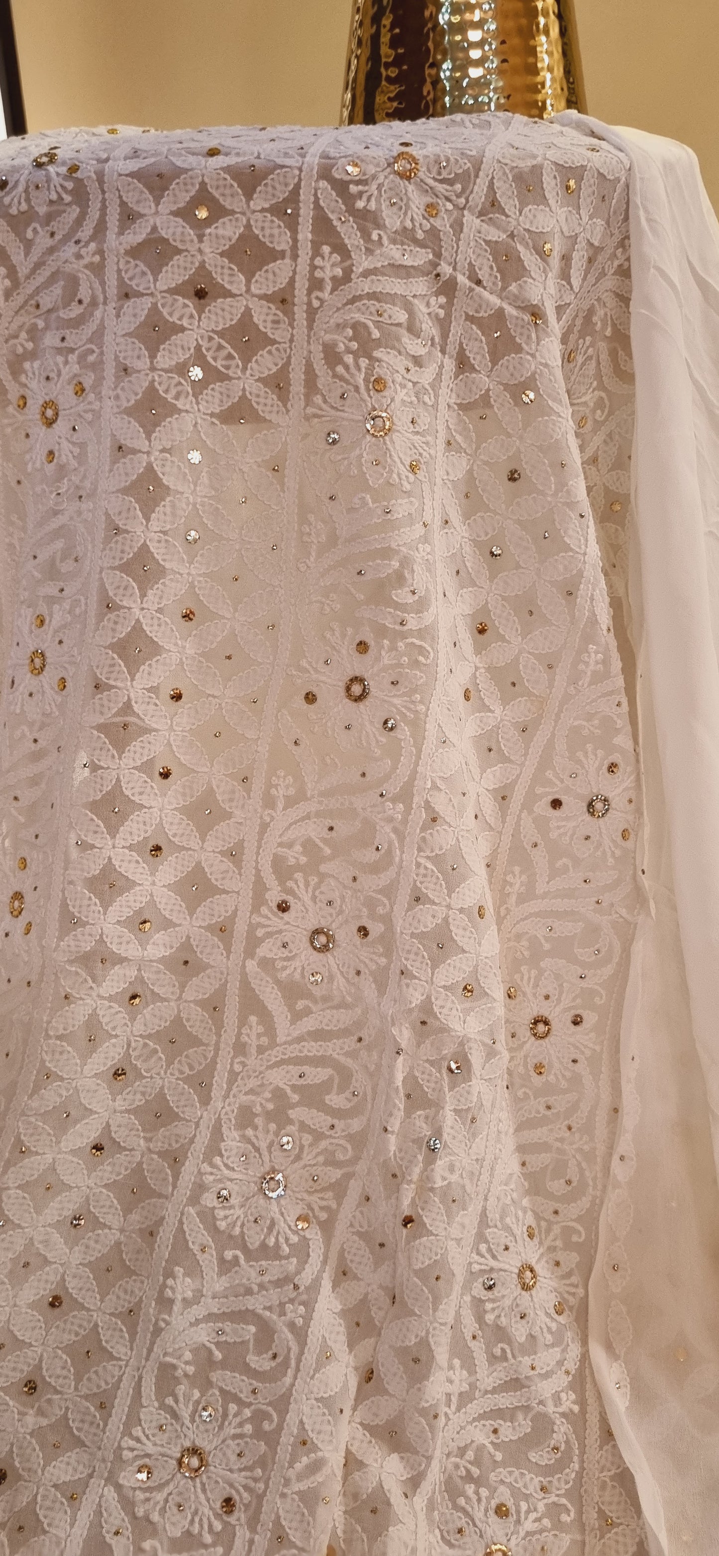 Chikankari kamdani Chiffon suit