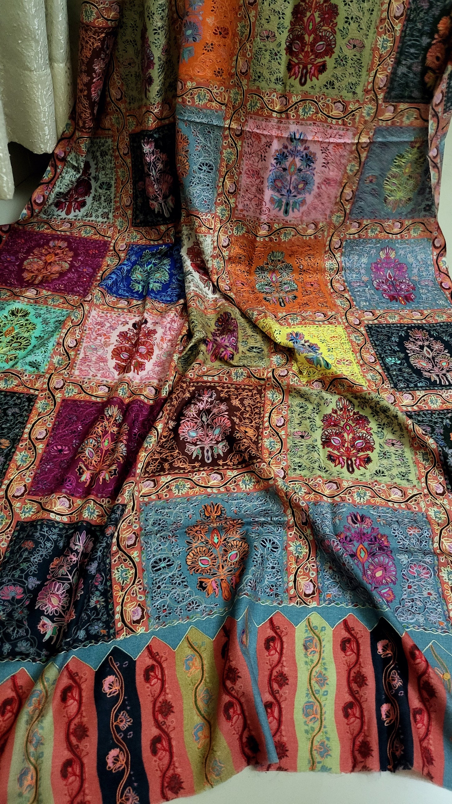 Reelkaar kalamkari shawl: Embroidered