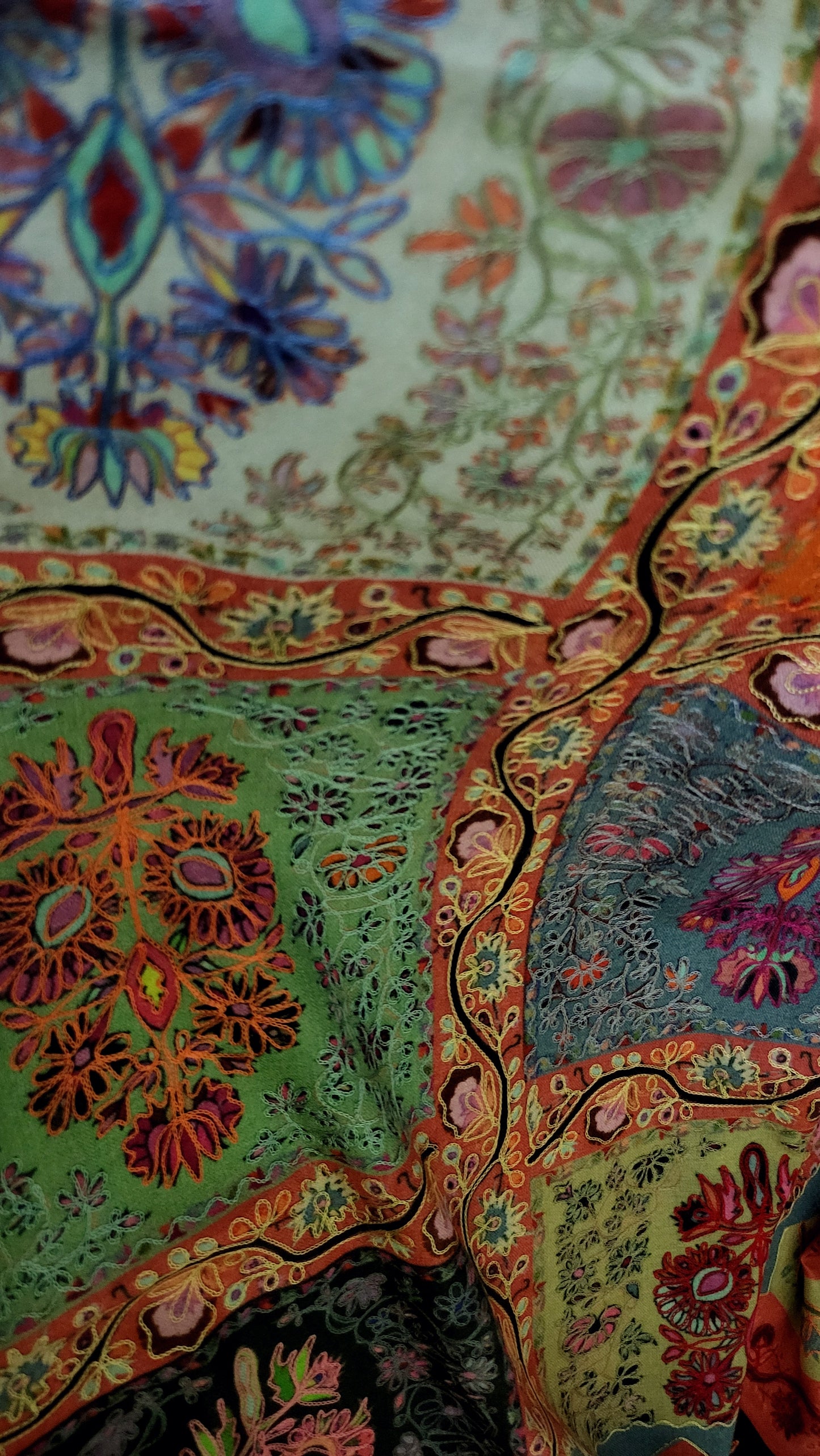 Reelkaar kalamkari shawl: Embroidered