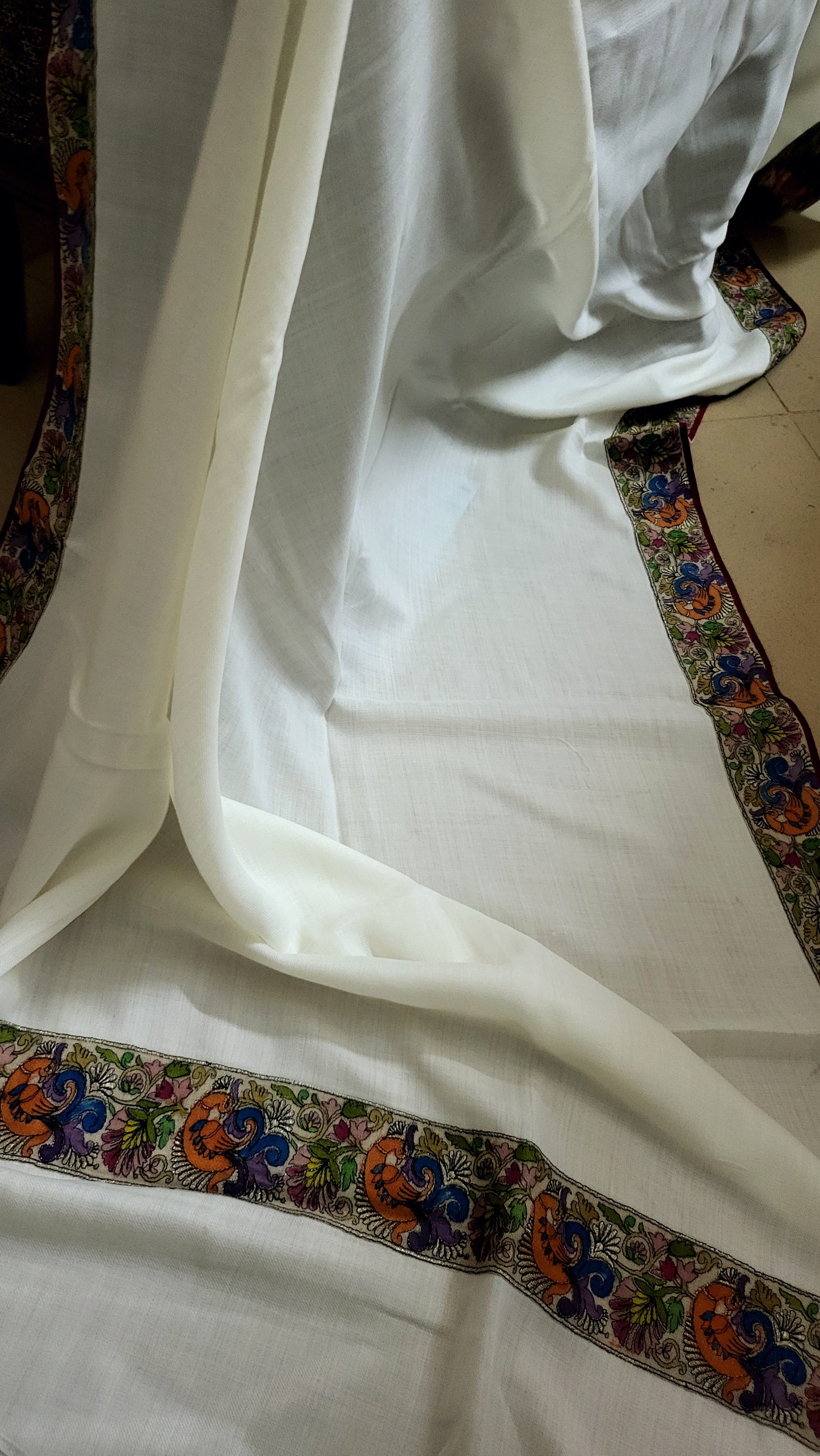 Kalamkari border shawl : pashmina