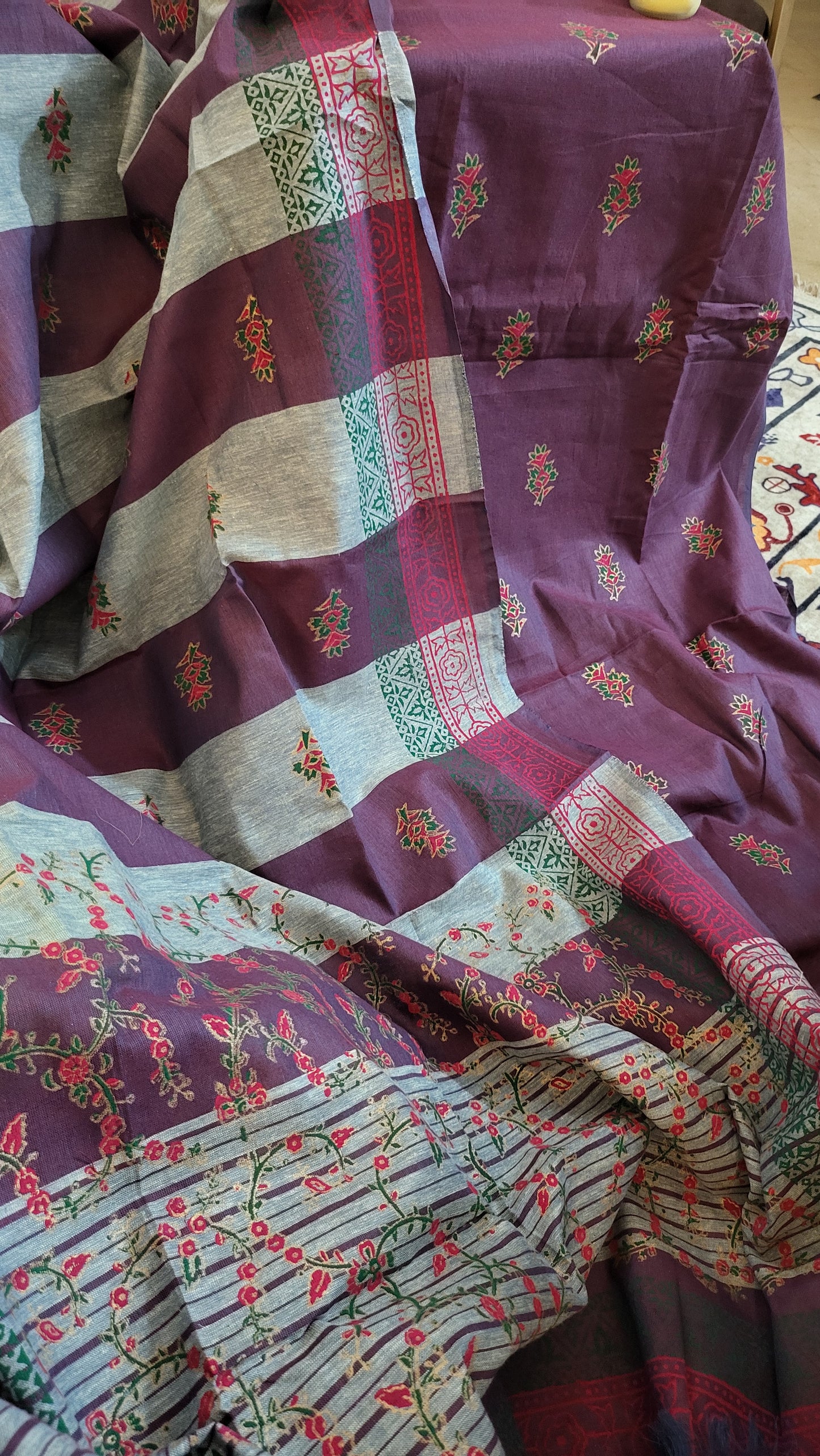 khaddar suit: Block printed