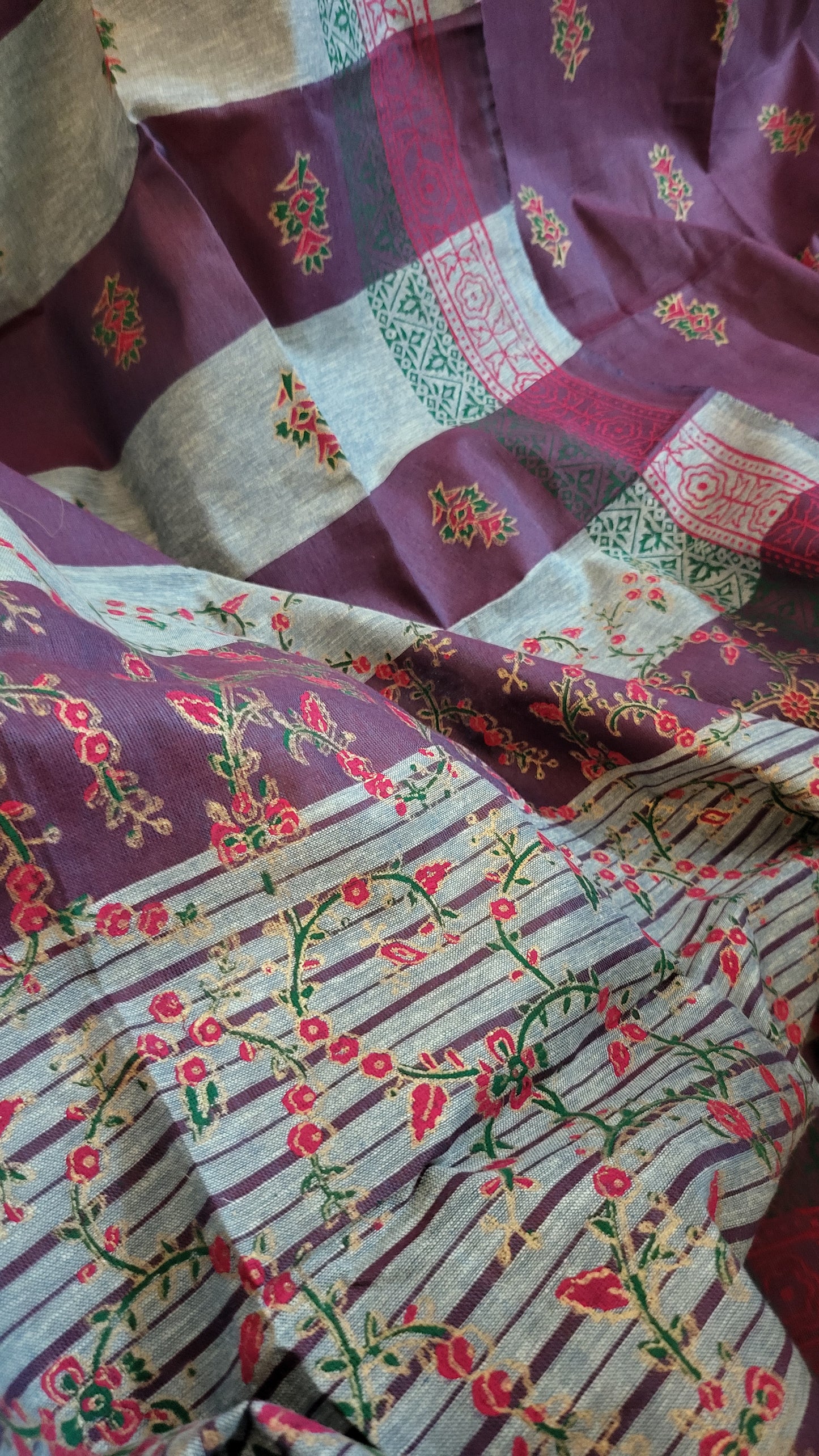 khaddar suit: Block printed