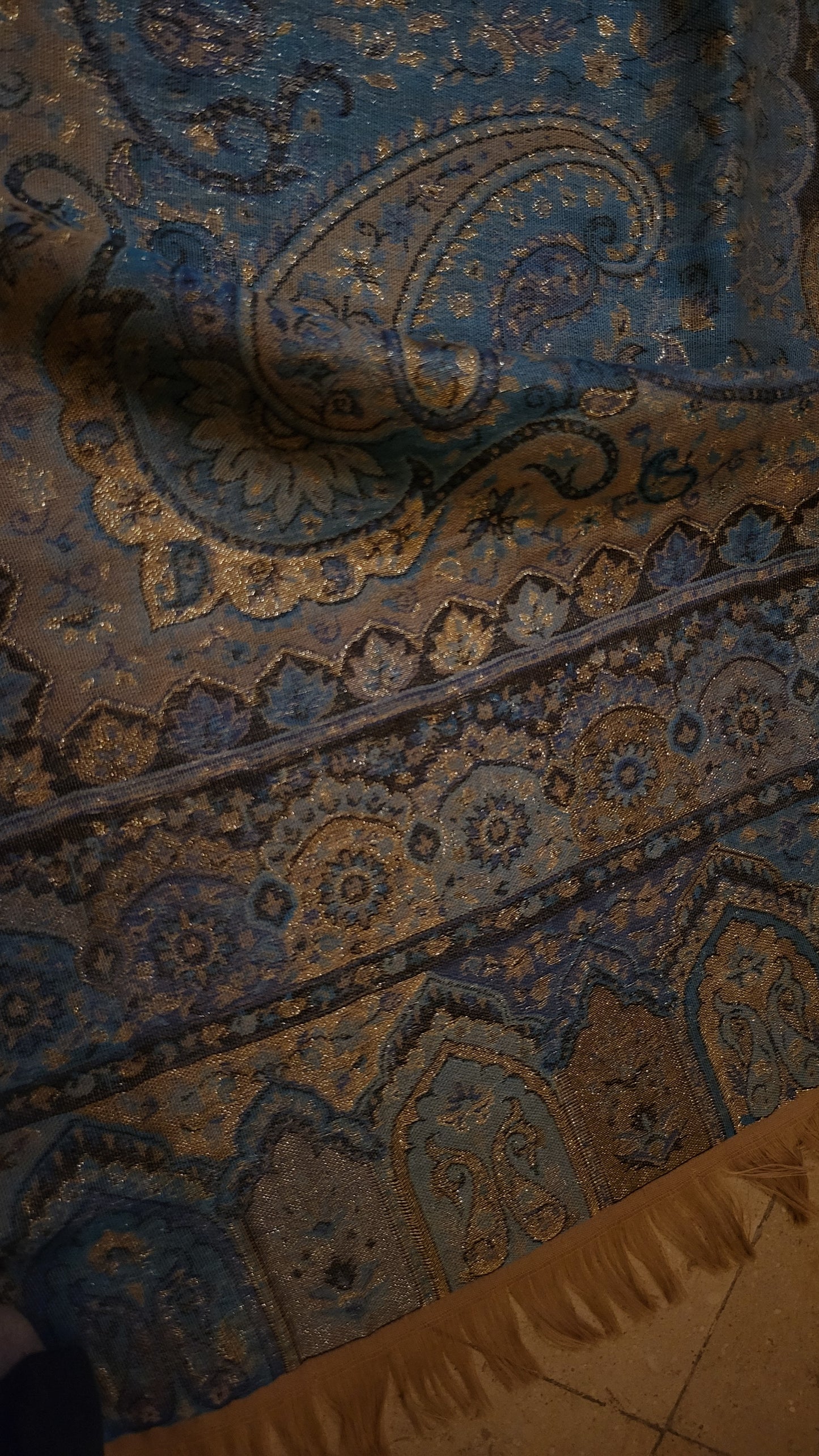 Blue paisly : Reversible kaani shawl