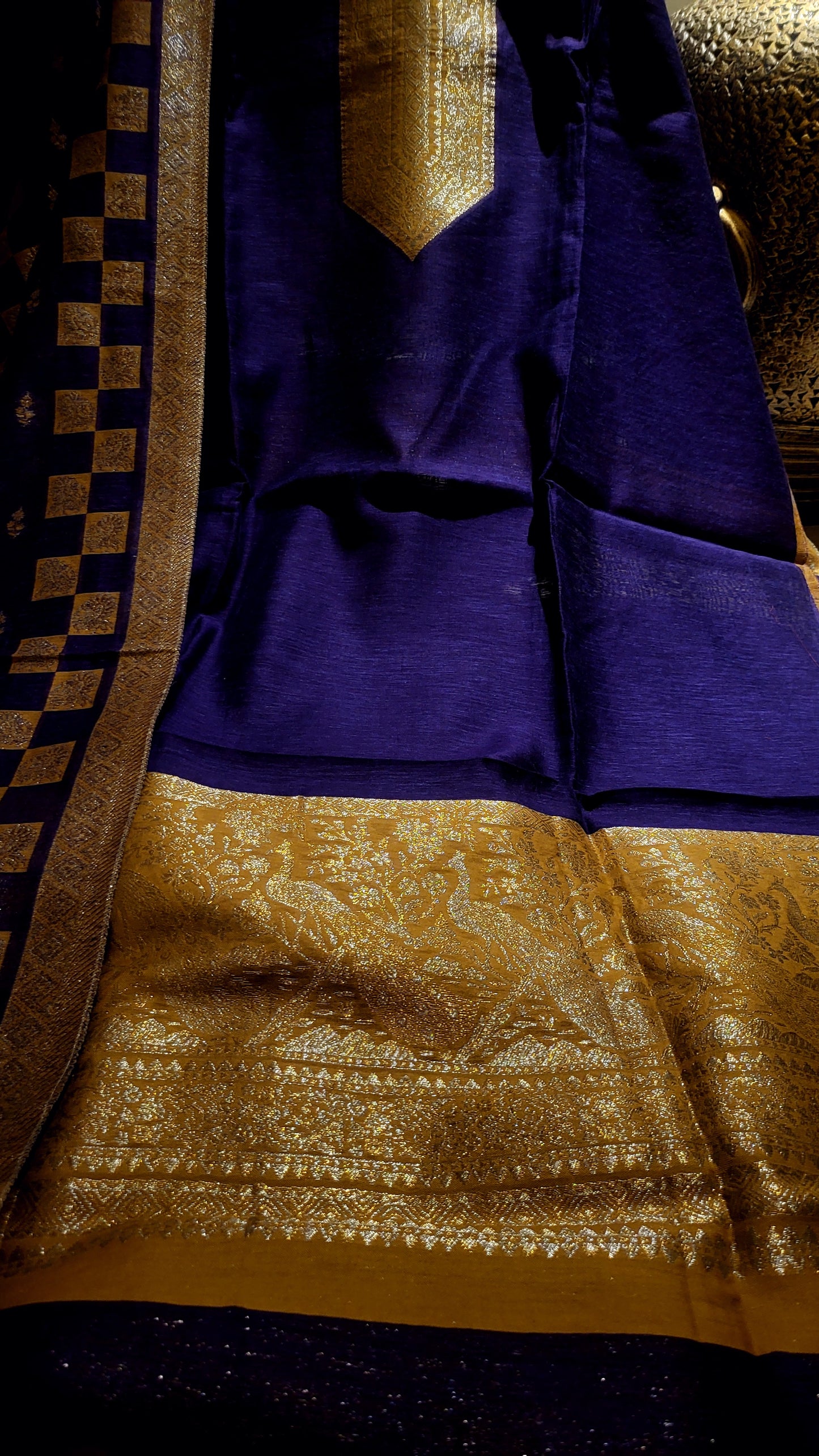 Silk kaani suit : purple