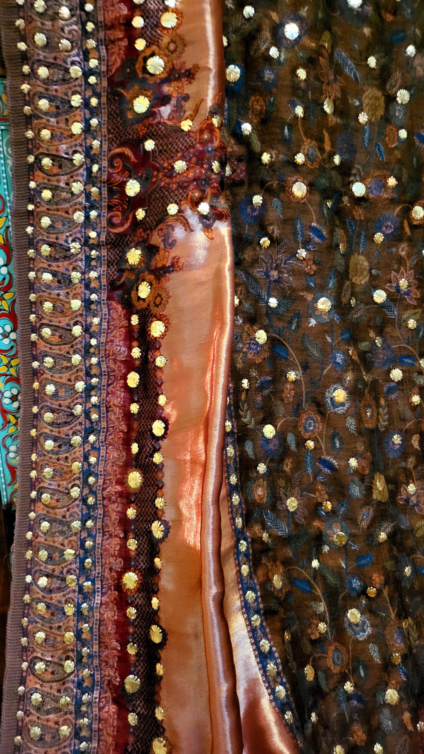 Silk kaani :Dupata with kamdani