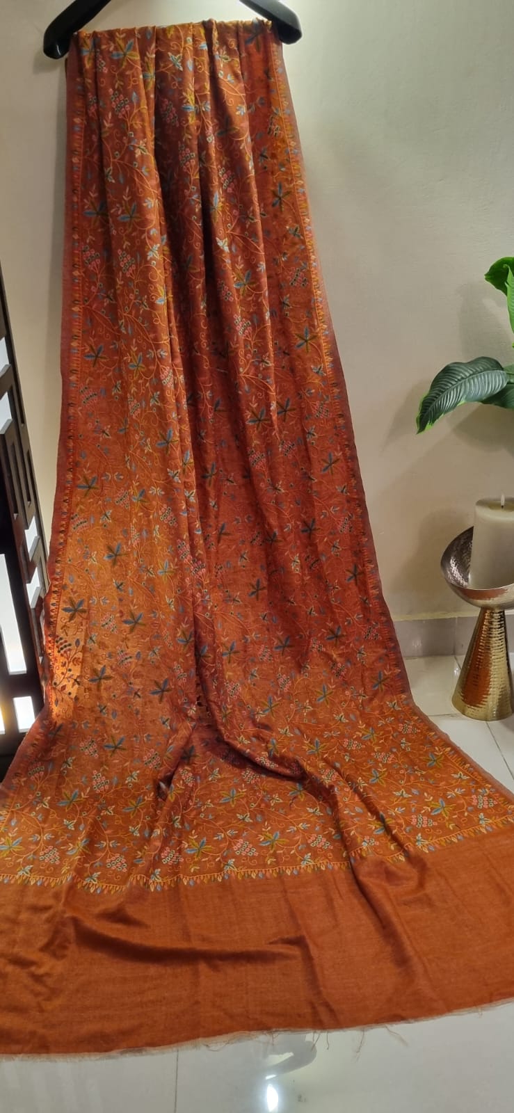 Papermachi embroidered reversible shawl: toosh